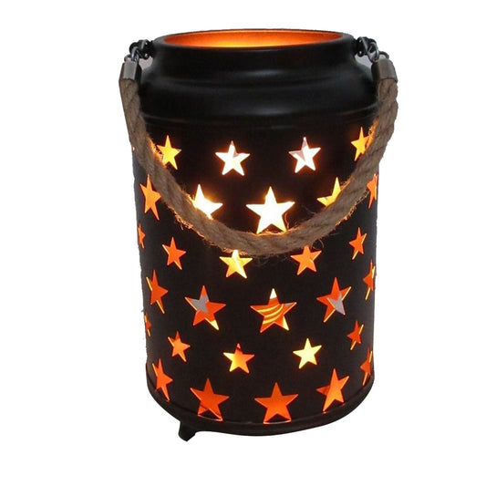 20cm Starry LED Lantern Light with Rope Handle Star Bedside Table Desk Lamp-0