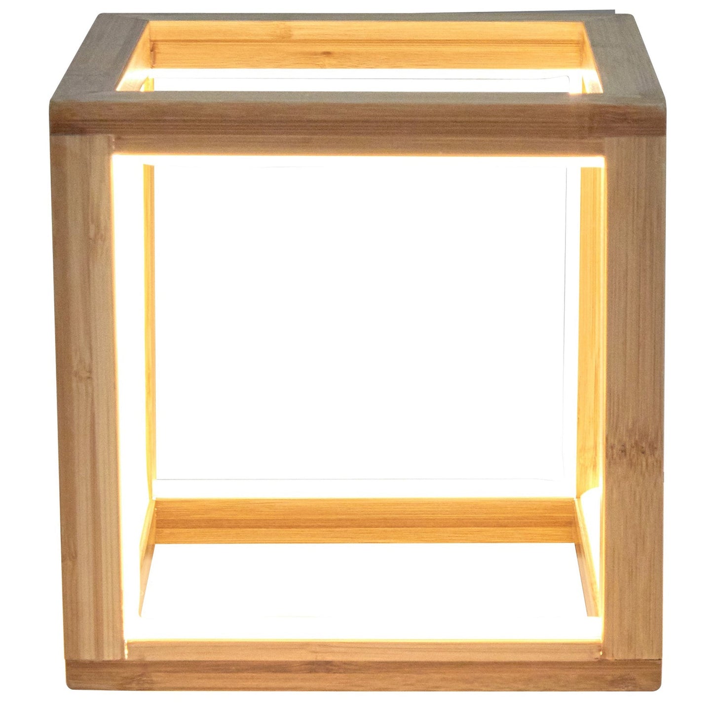 Bamboo Cube LED Lamp Modern Light Minimalistic Scandi - Natural-3