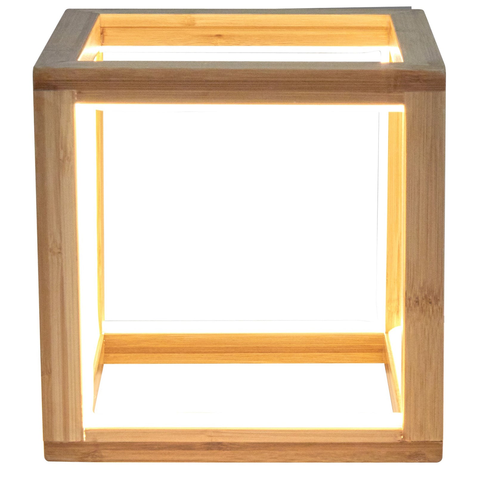 Bamboo Cube LED Lamp Modern Light Minimalistic Scandi - Natural-3