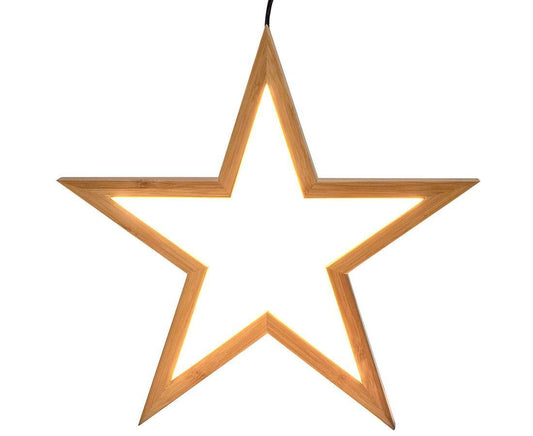Small Bamboo Star Ceiling Light - LED Hanging Lamp - Natural Decor-0