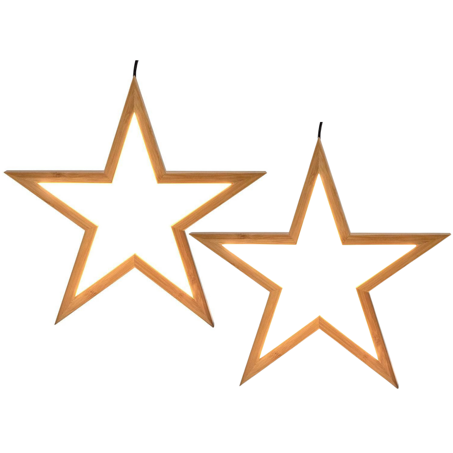 2x Small Bamboo Star Ceiling Light - LED Hanging Lamp - Natural Decor-0