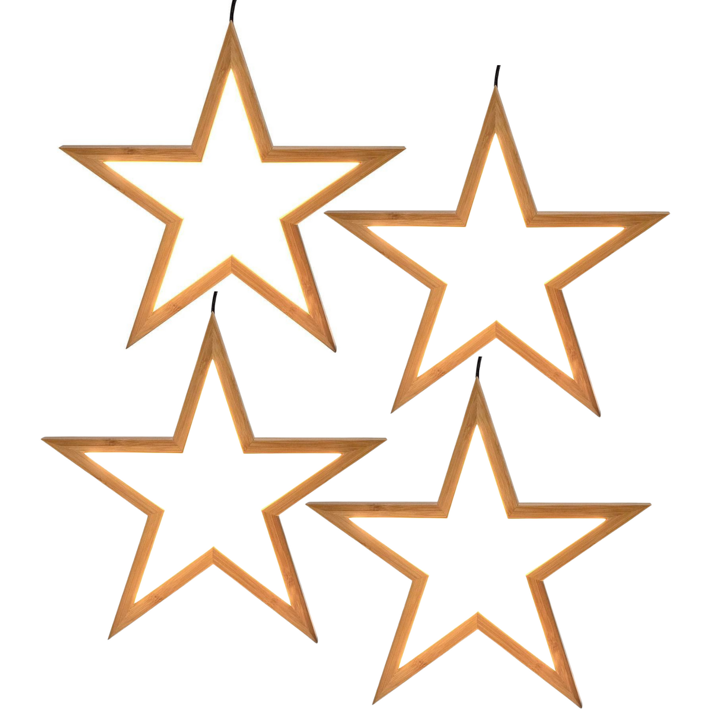 4x Large Bamboo Star Ceiling Light - LED Hanging Lamp - Natural Decor-1