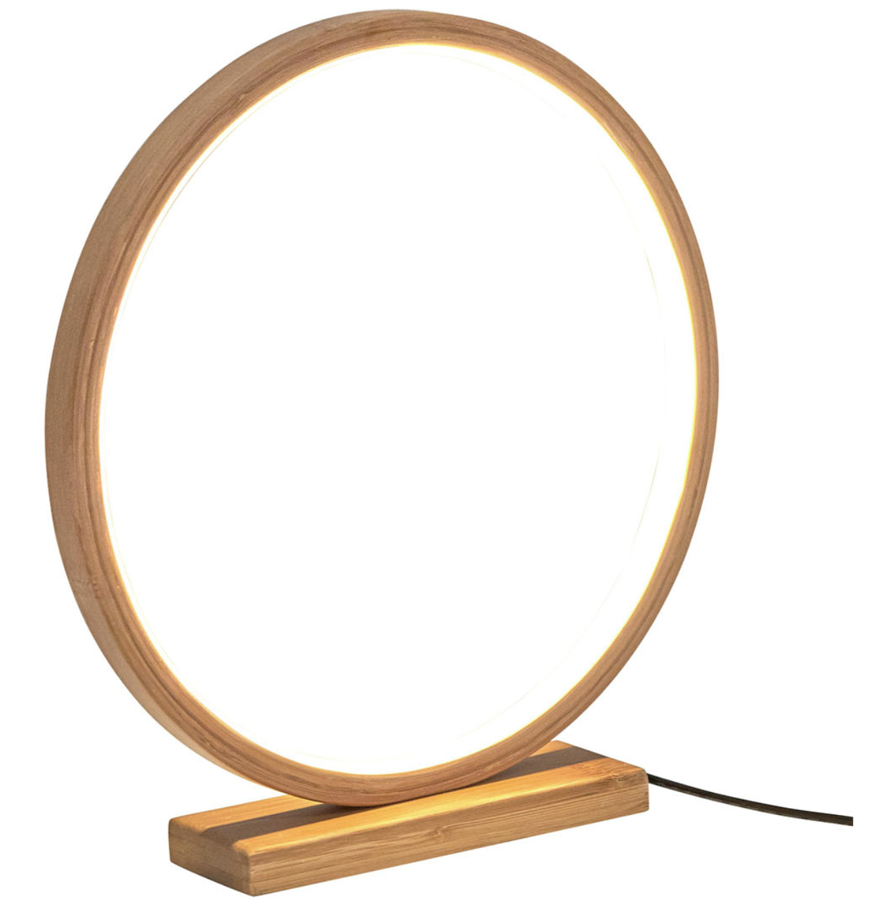 Bamboo Single Ring LED Lamp Light Modern Scandi Minimalistic - Natural-3