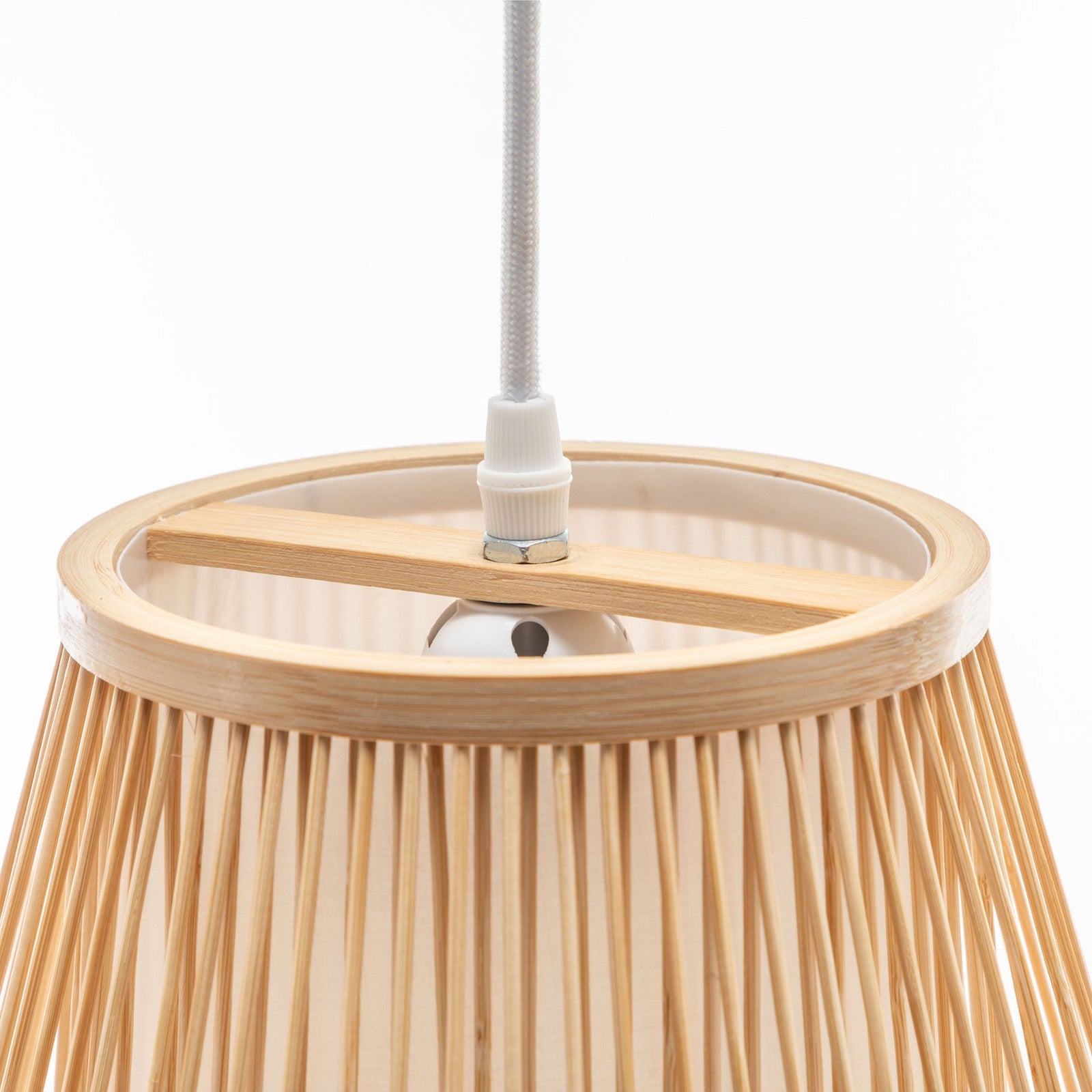 Natural Woven Bamboo Empire Pendant Lamp Hanging Light Bell Shade Boho Tropical-3