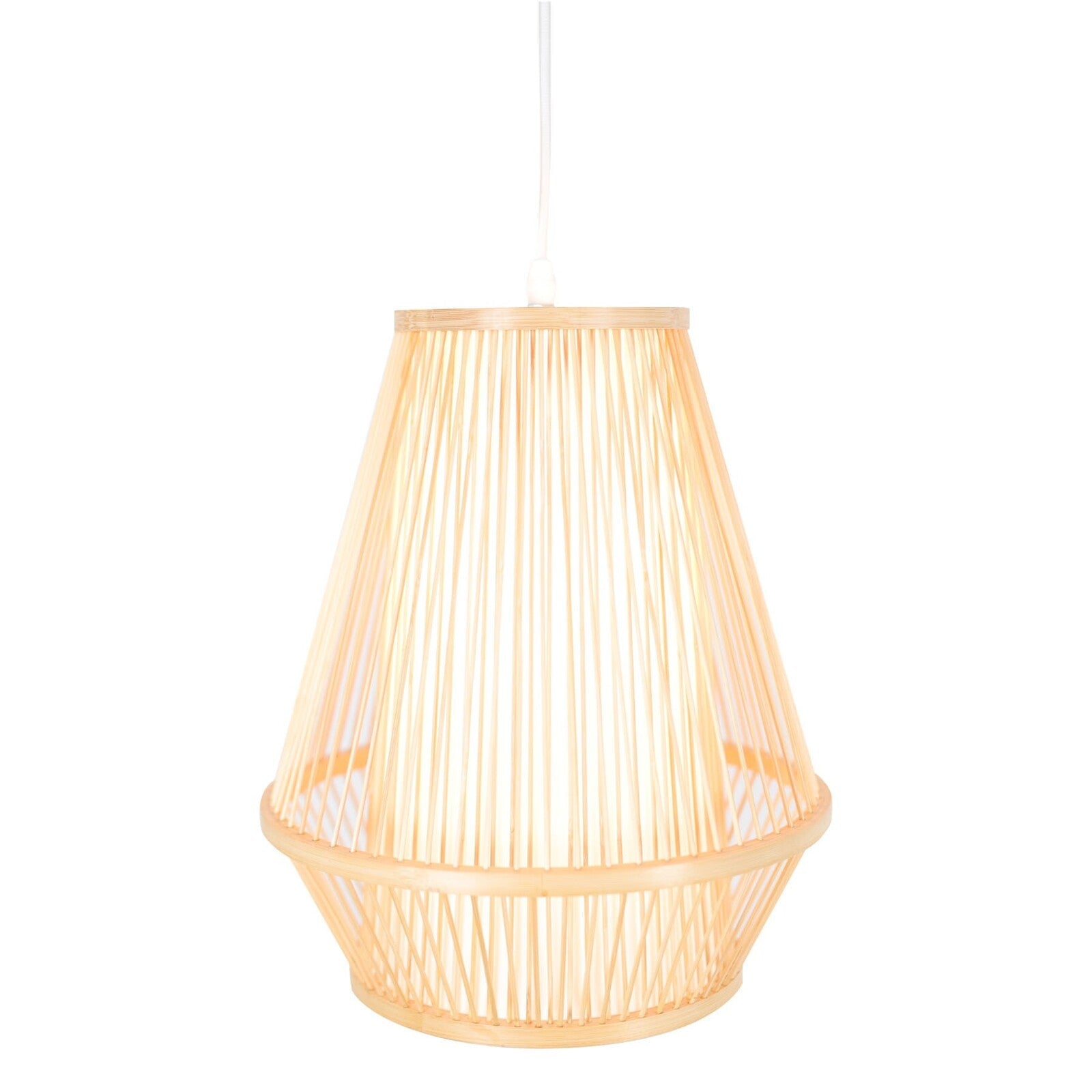 Natural Woven Bamboo Empire Pendant Lamp Hanging Light Bell Shade Boho Tropical-0