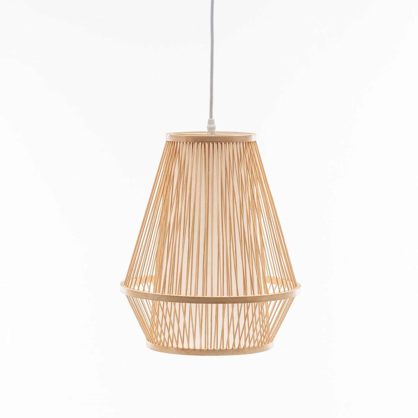 Natural Woven Bamboo Empire Pendant Lamp Hanging Light Bell Shade Boho Tropical-4