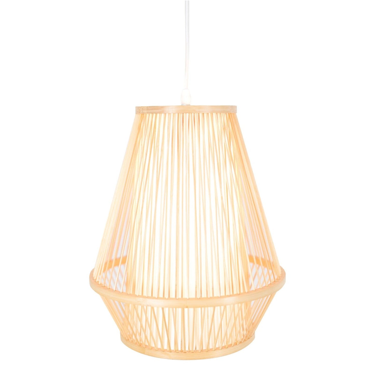Natural Woven Bamboo Empire Pendant Lamp Hanging Light Bell Shade Boho Tropical-1