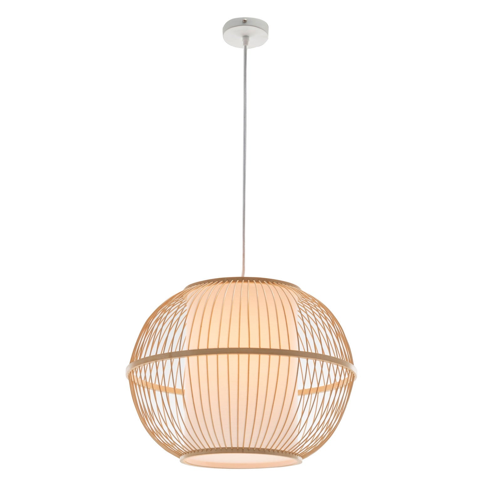Natural Woven Bamboo Sphere Pendant Lamp Hanging Light Bell Shade Boho Tropical-0