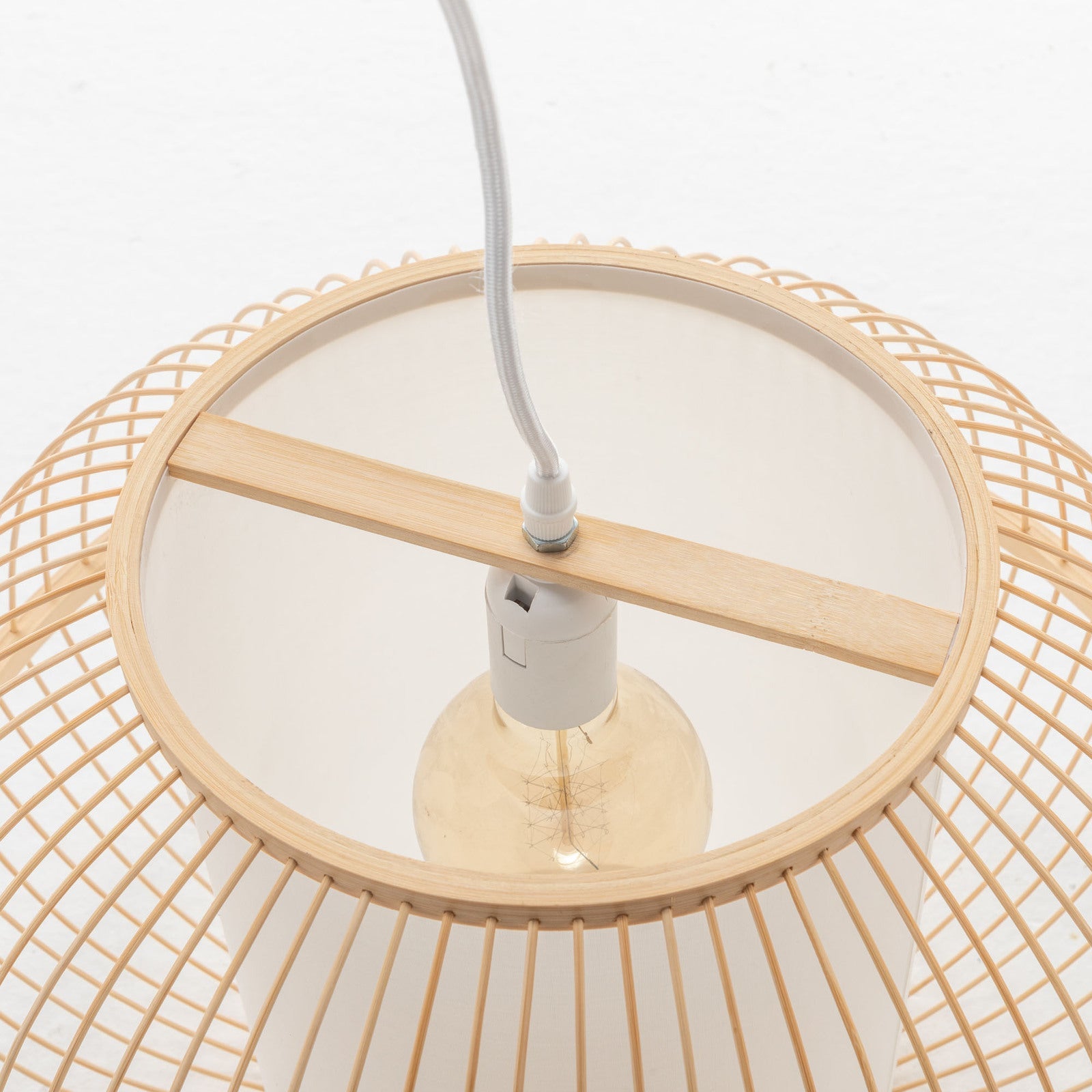 Natural Woven Bamboo Sphere Pendant Lamp Hanging Light Bell Shade Boho Tropical-2