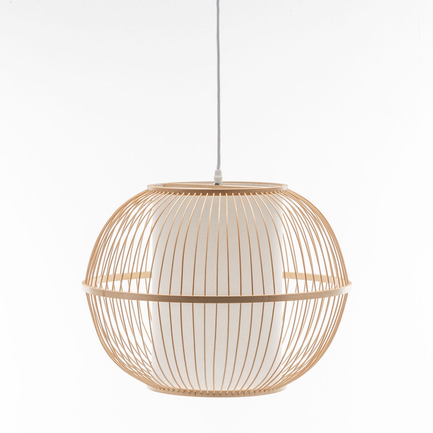 Natural Woven Bamboo Sphere Pendant Lamp Hanging Light Bell Shade Boho Tropical-4