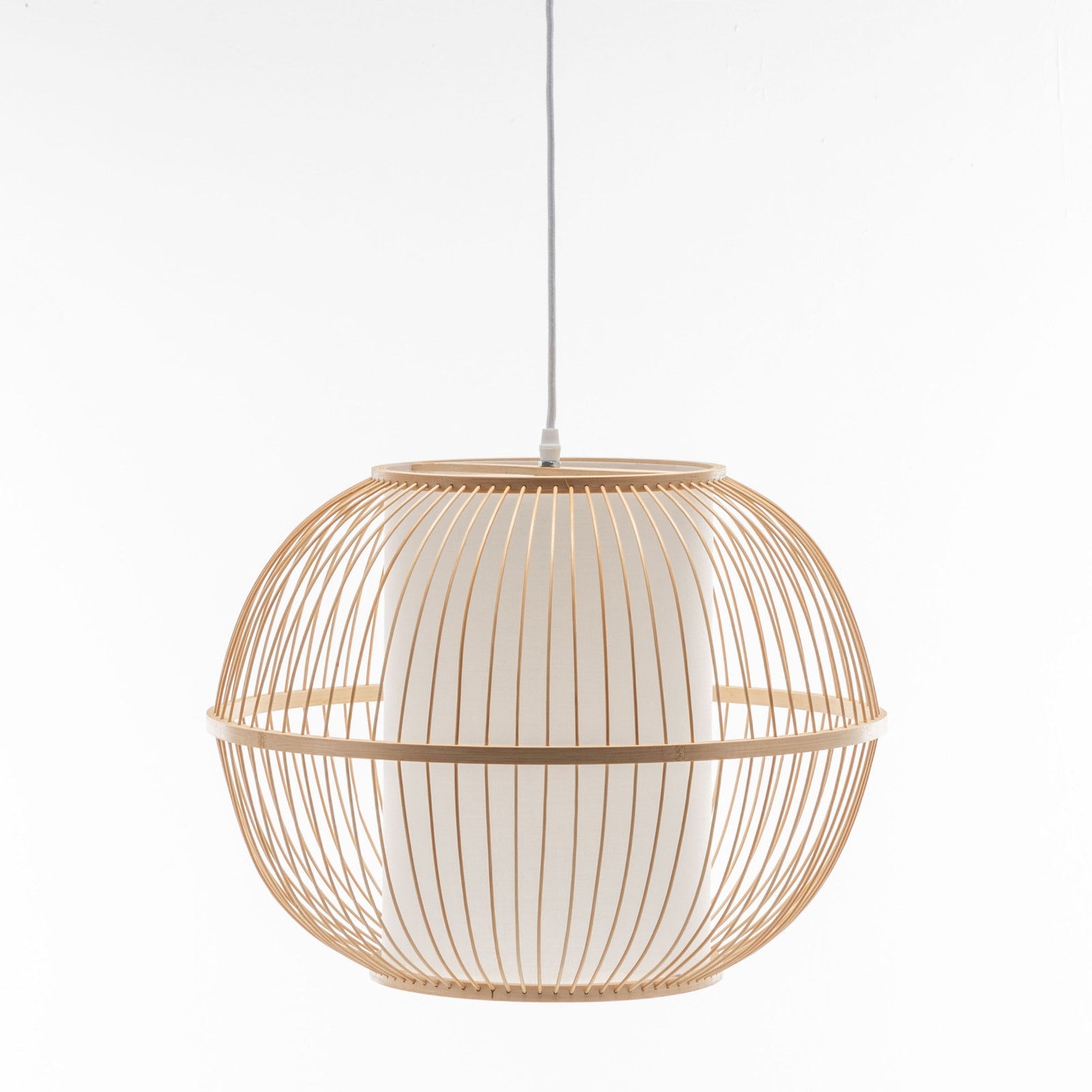 Natural Woven Bamboo Sphere Pendant Lamp Hanging Light Bell Shade Boho Tropical-4