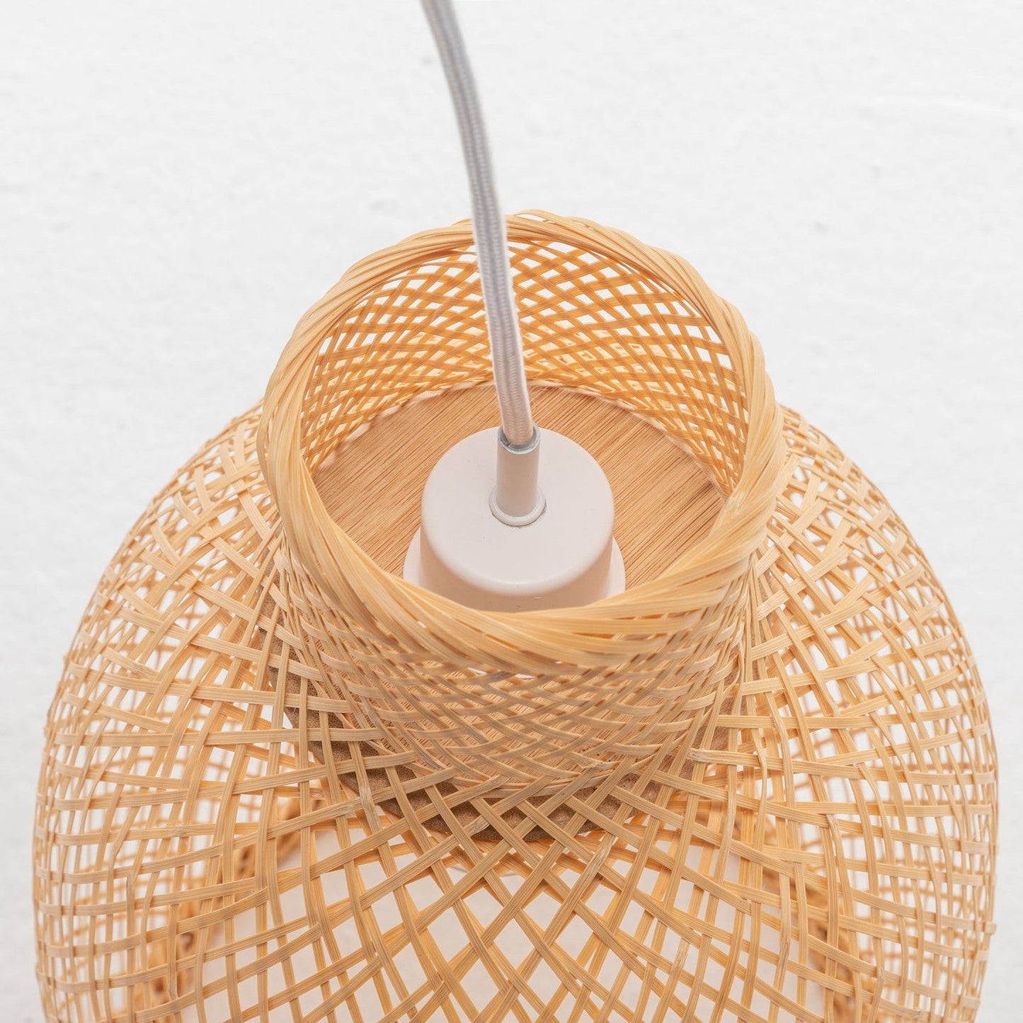 Natural Woven Bamboo Cone Pendant Lamp Hanging Light Bell Shade Boho Tropical-4