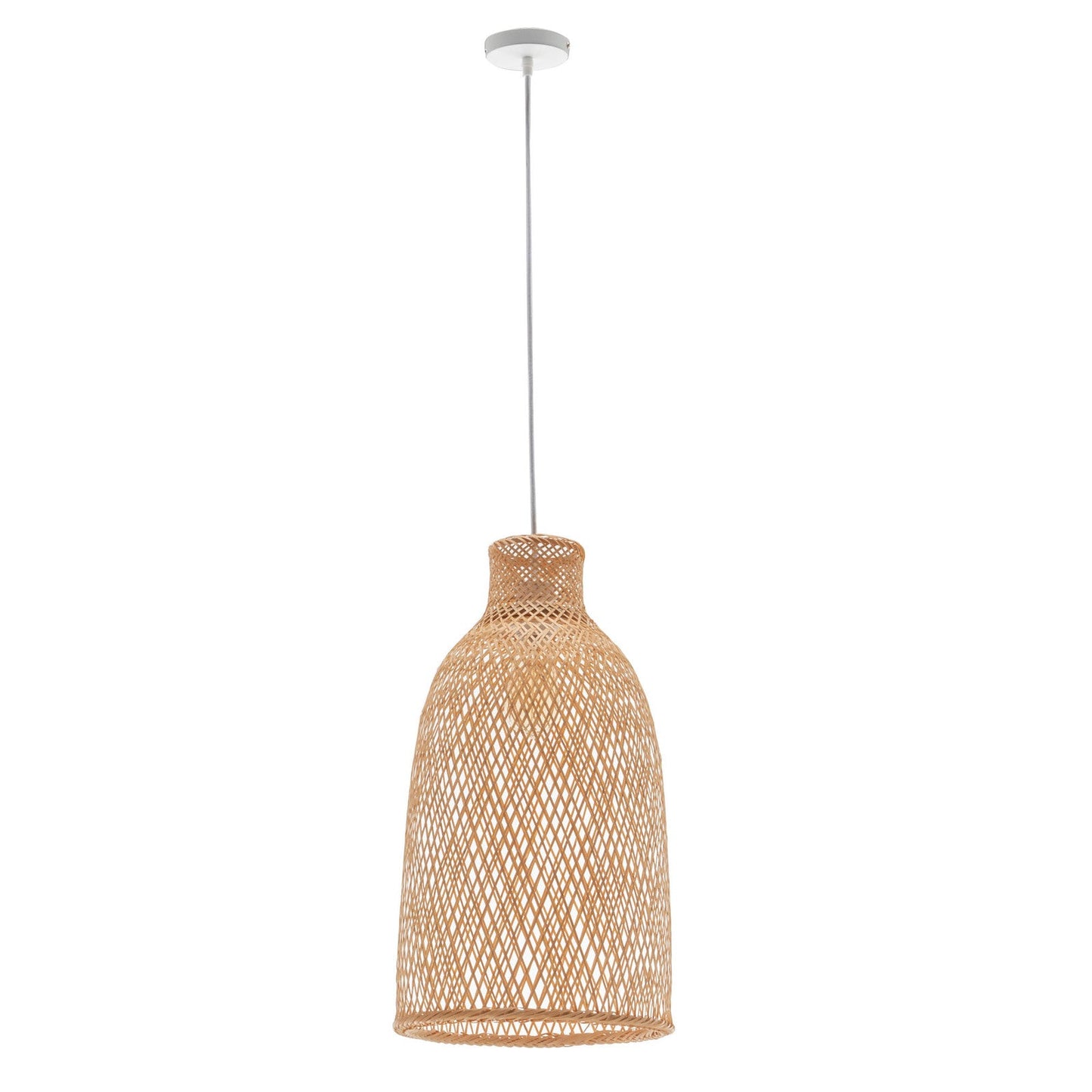 Natural Woven Bamboo Cone Pendant Lamp Hanging Light Bell Shade Boho Tropical-0
