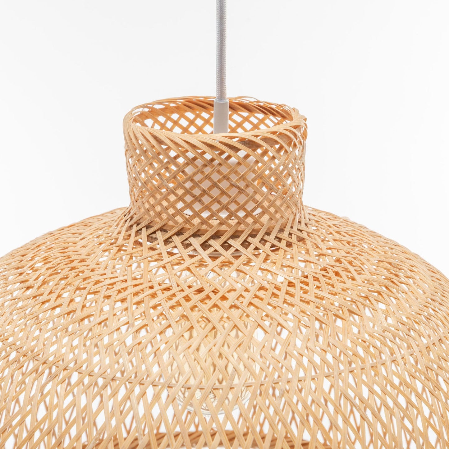 Natural Hand Woven Bamboo Dome Pendant Lamp Hanging Light Rattan Style-3