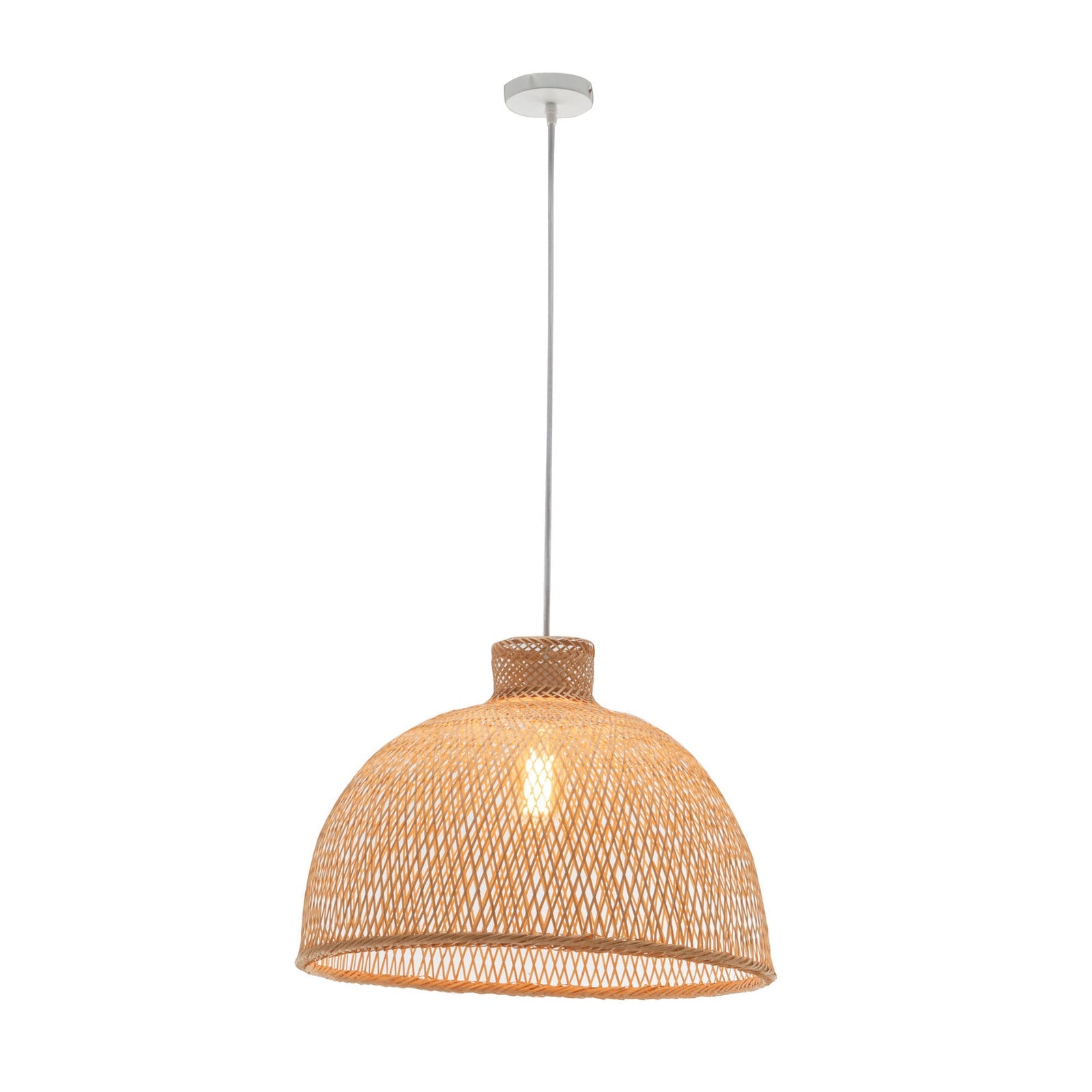 Natural Hand Woven Bamboo Dome Pendant Lamp Hanging Light Rattan Style-1