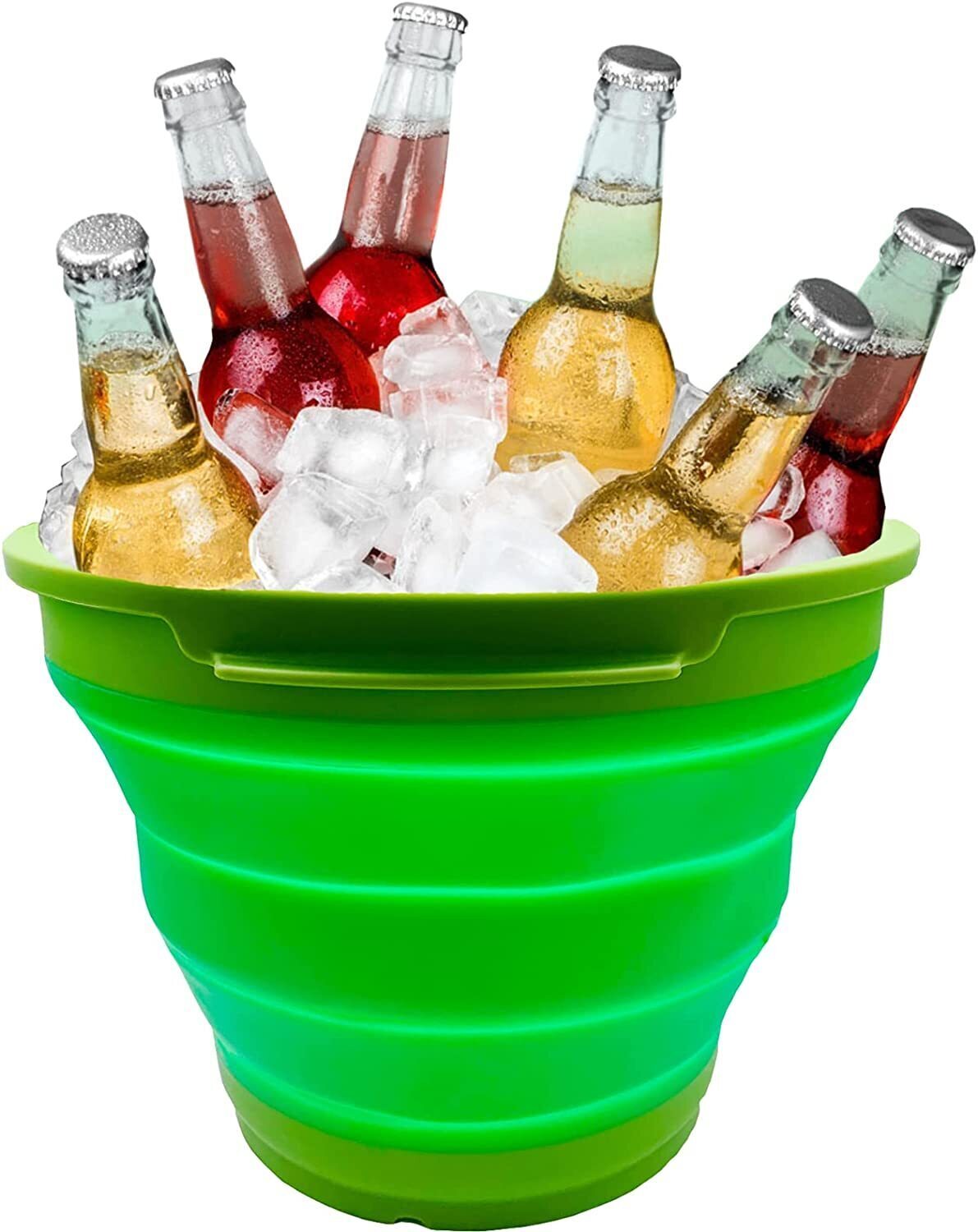 7 Litre Foldable Collapsible Silicone Bucket for Home/Hiking/Camping/Fishing - Green-3