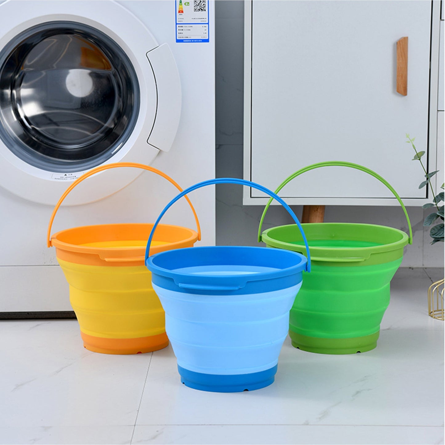 7 Litre Foldable Collapsible Silicone Bucket for Home/Hiking/Camping/Fishing - Green-2