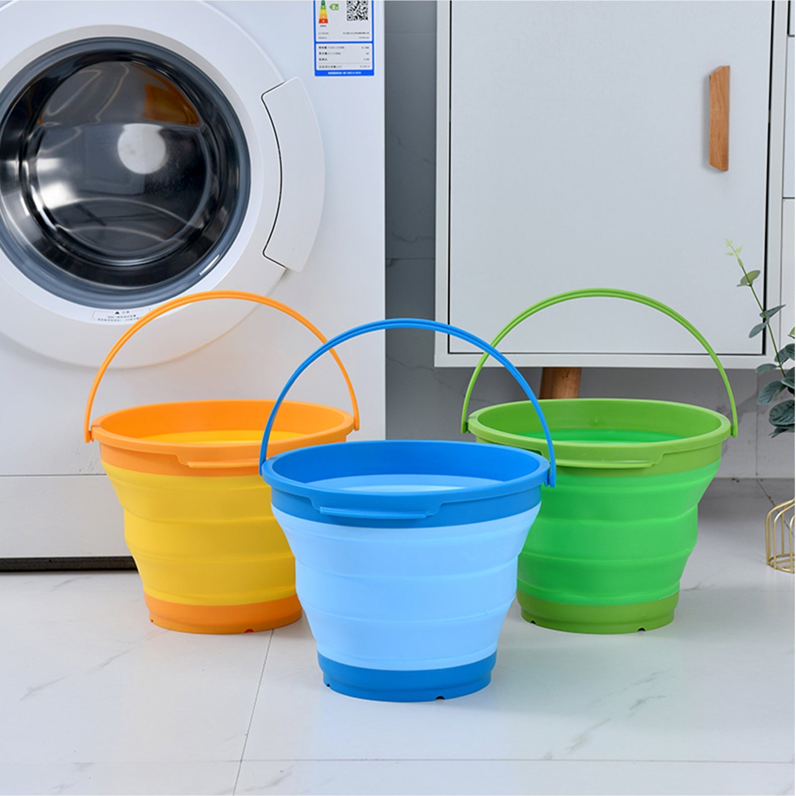 7 Litre Foldable Collapsible Silicone Bucket for Home/Hiking/Camping/Fishing - Green-2