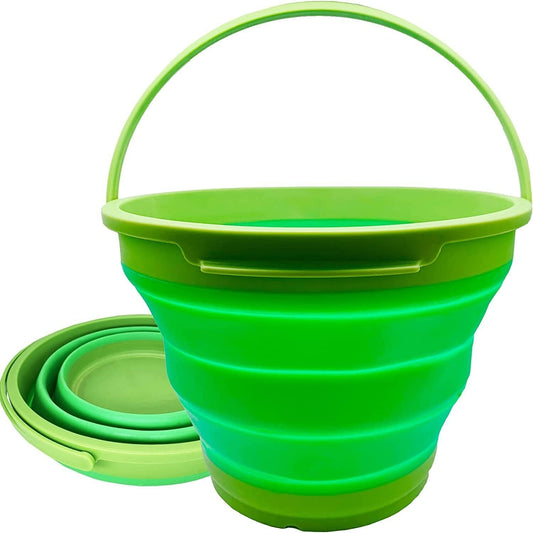 7 Litre Foldable Collapsible Silicone Bucket for Home/Hiking/Camping/Fishing - Green-0