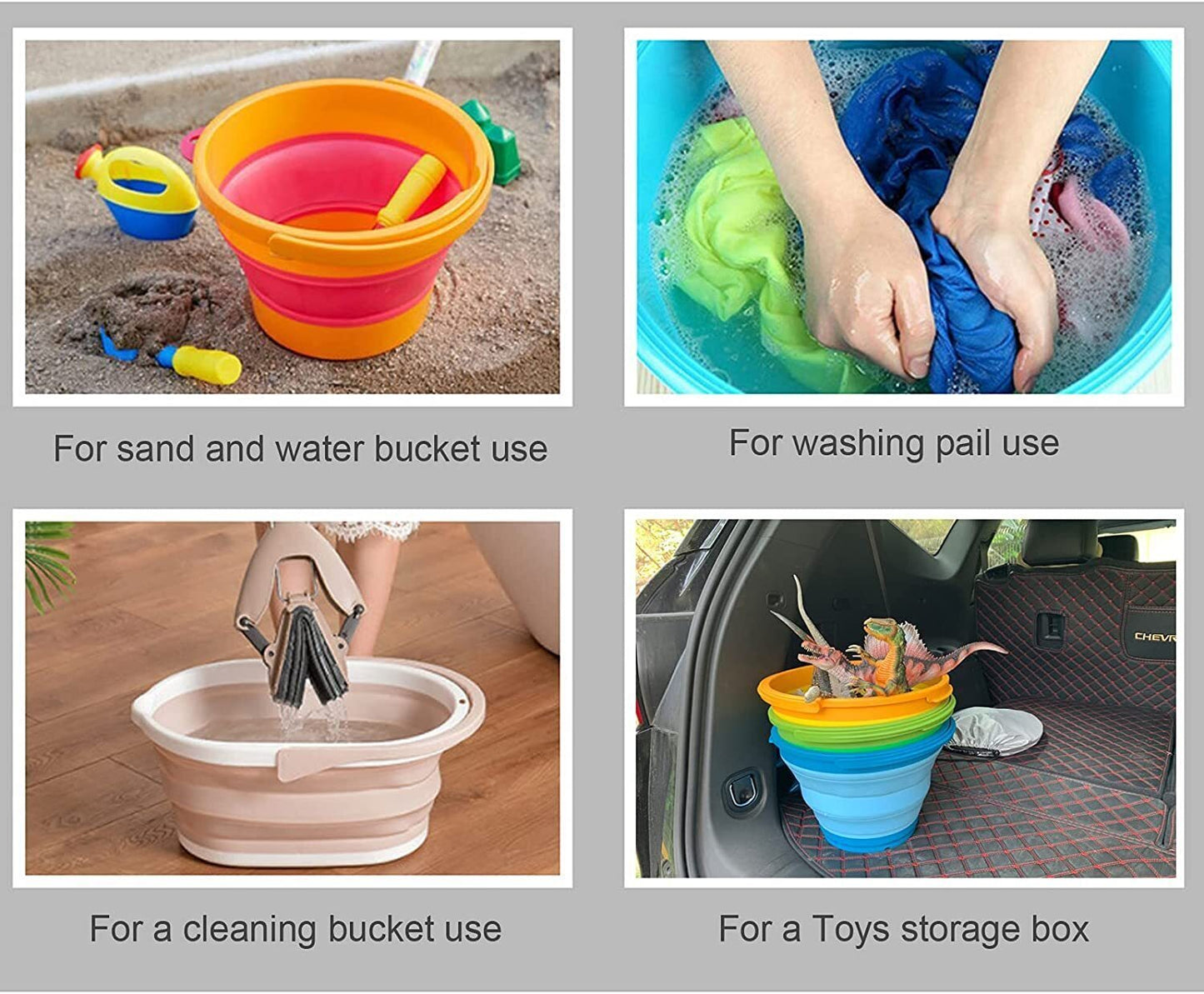 7 Litre Foldable Collapsible Silicone Bucket for Home/Hiking/Camping/Fishing - Green-4