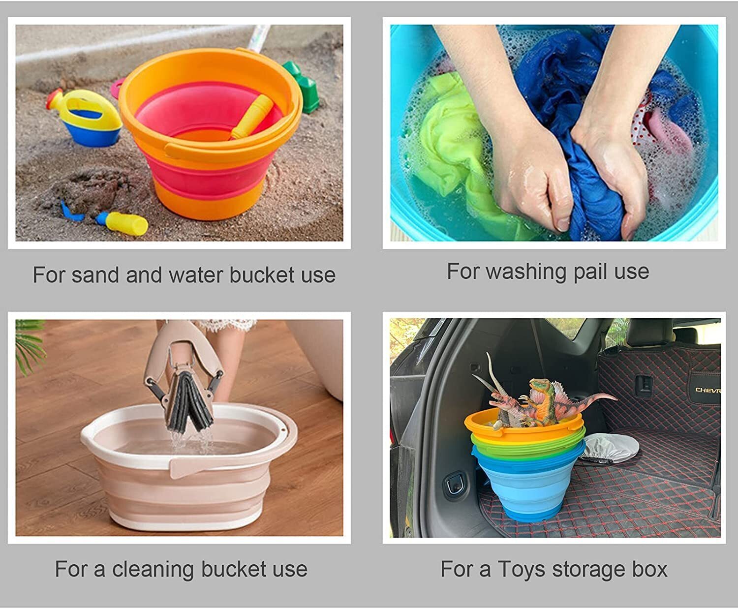 7 Litre Foldable Collapsible Silicone Bucket for Home/Hiking/Camping/Fishing - Green-4