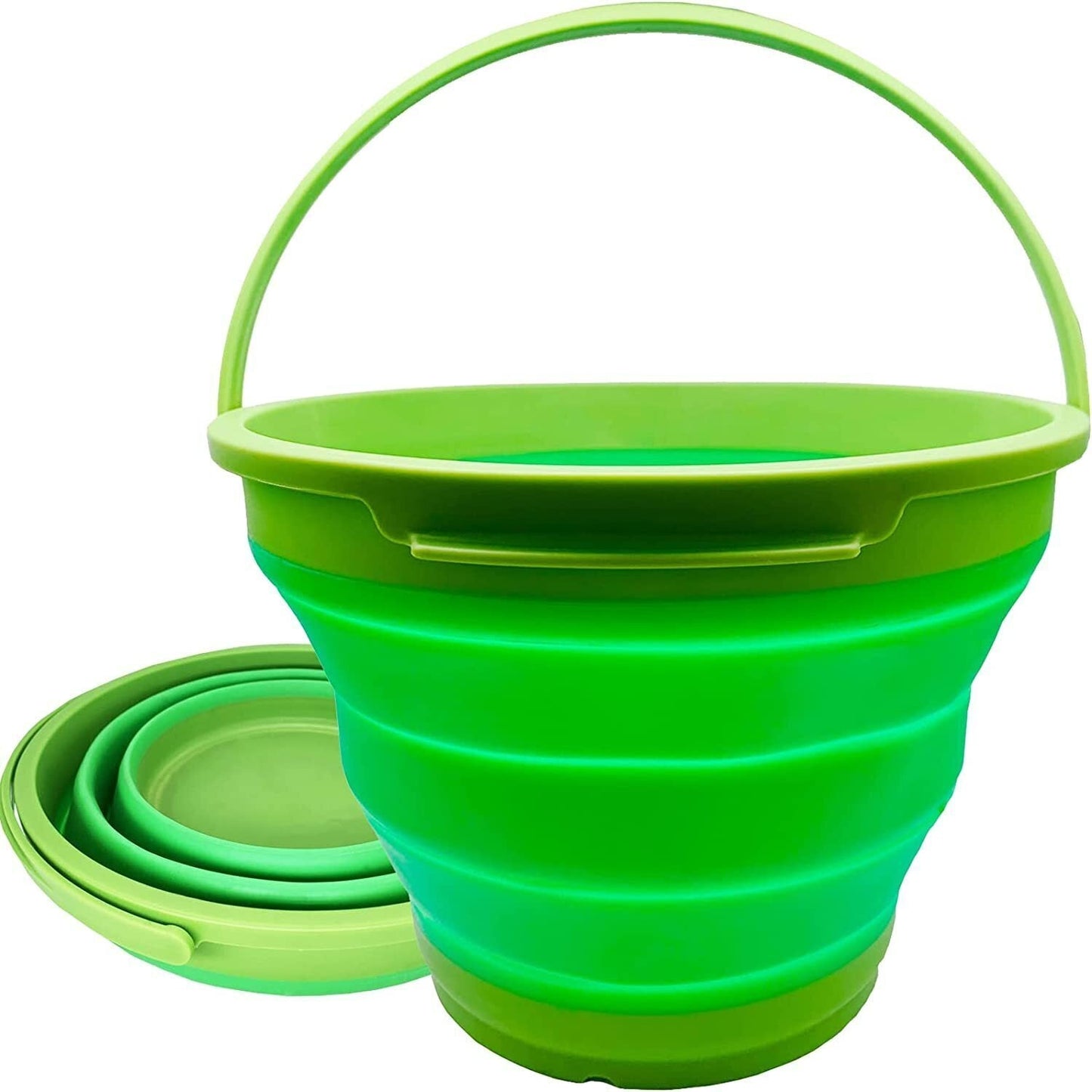 7 Litre Foldable Collapsible Silicone Bucket for Home/Hiking/Camping/Fishing - Green-1
