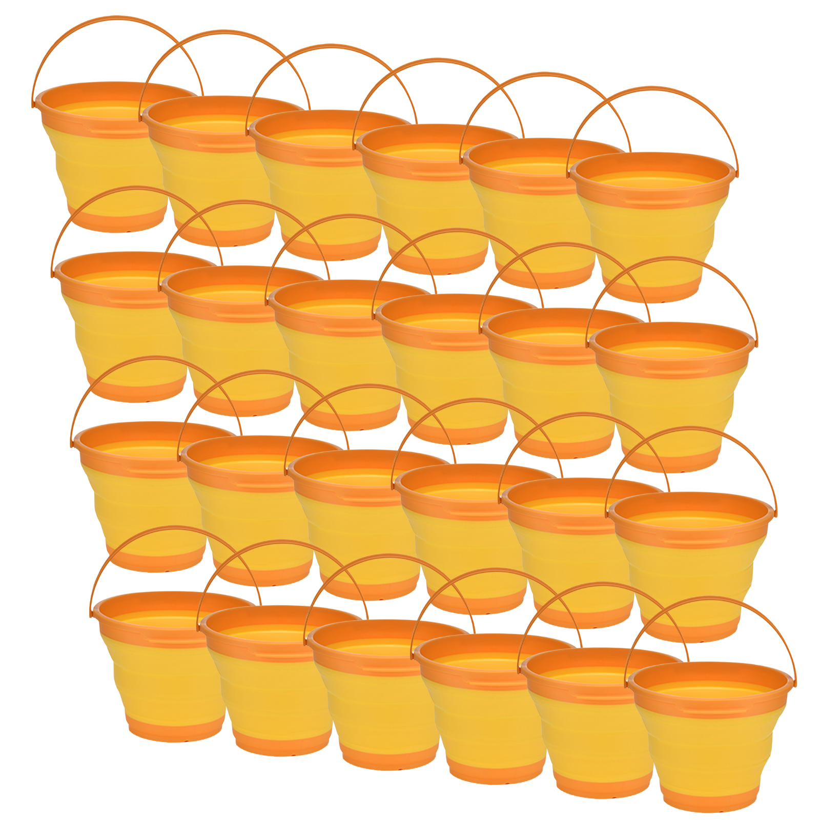24x 7L Foldable Collapsible Silicone Bucket for Hiking/Camp/Fishing Bulk -Orange-0