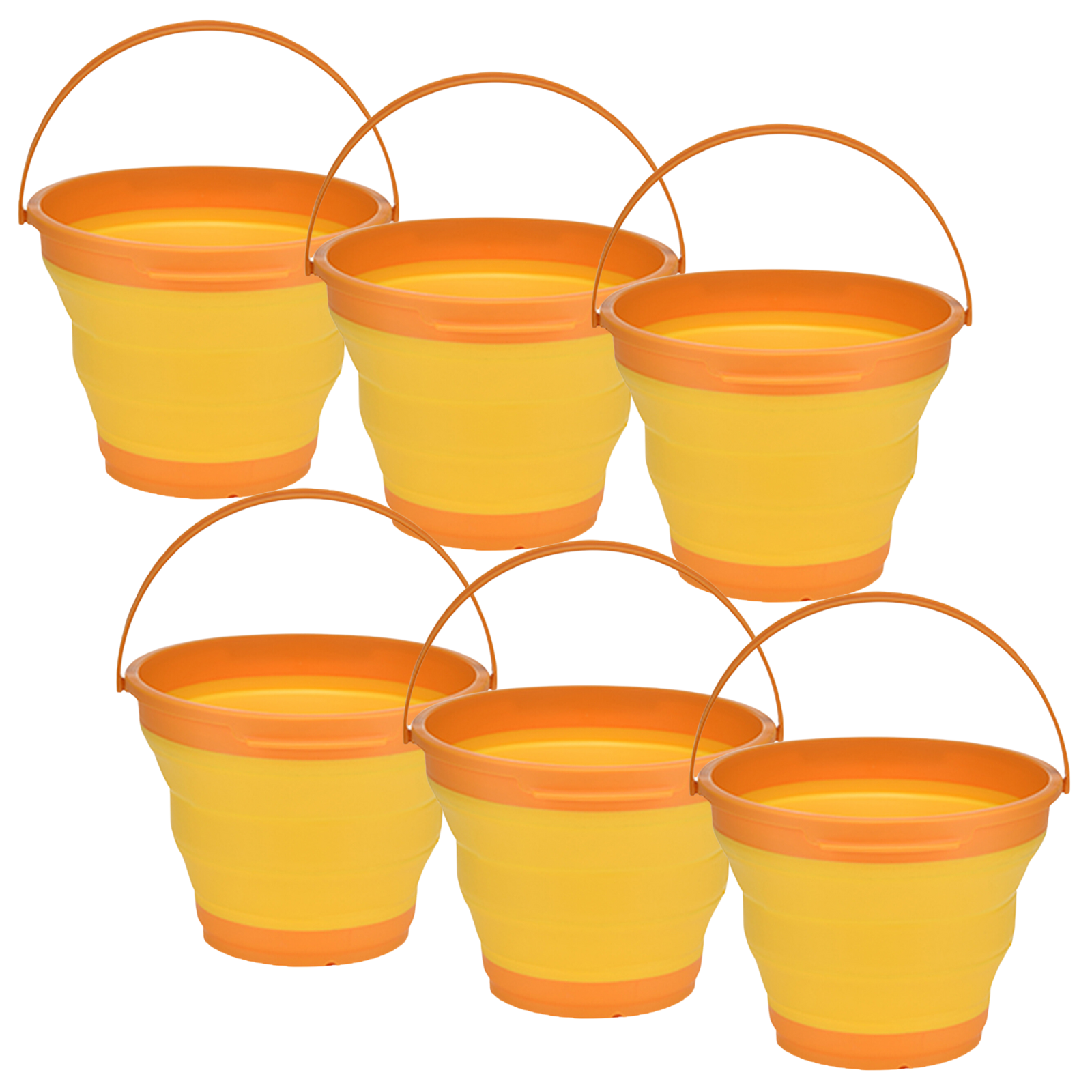 6x 7L Foldable Collapsible Silicone Bucket for Hiking/Camping/Fishing - Orange-0