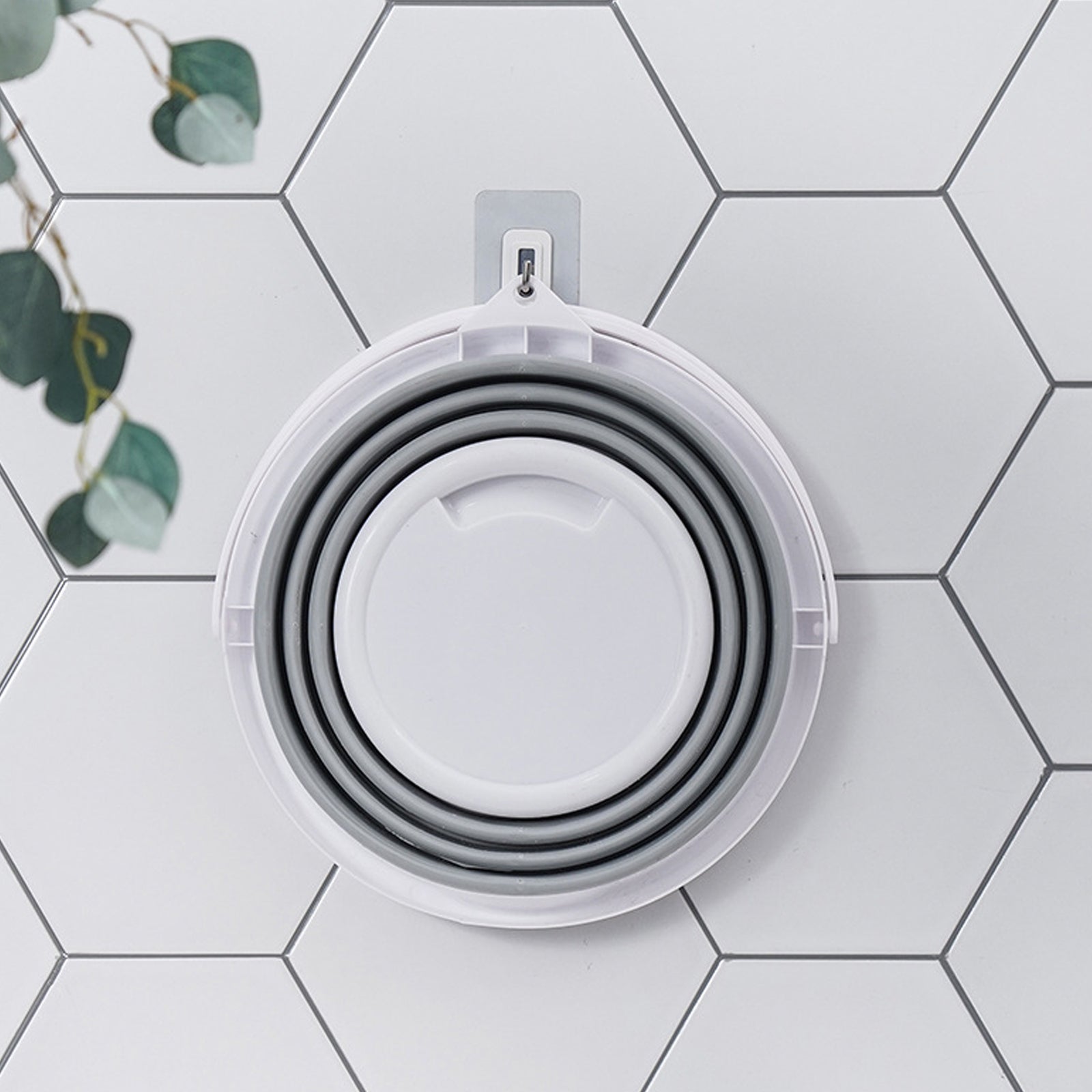 2x 10L Foldable Collapsible Bucket Silicone Hiking/Camping/Fishing - Grey/White-3