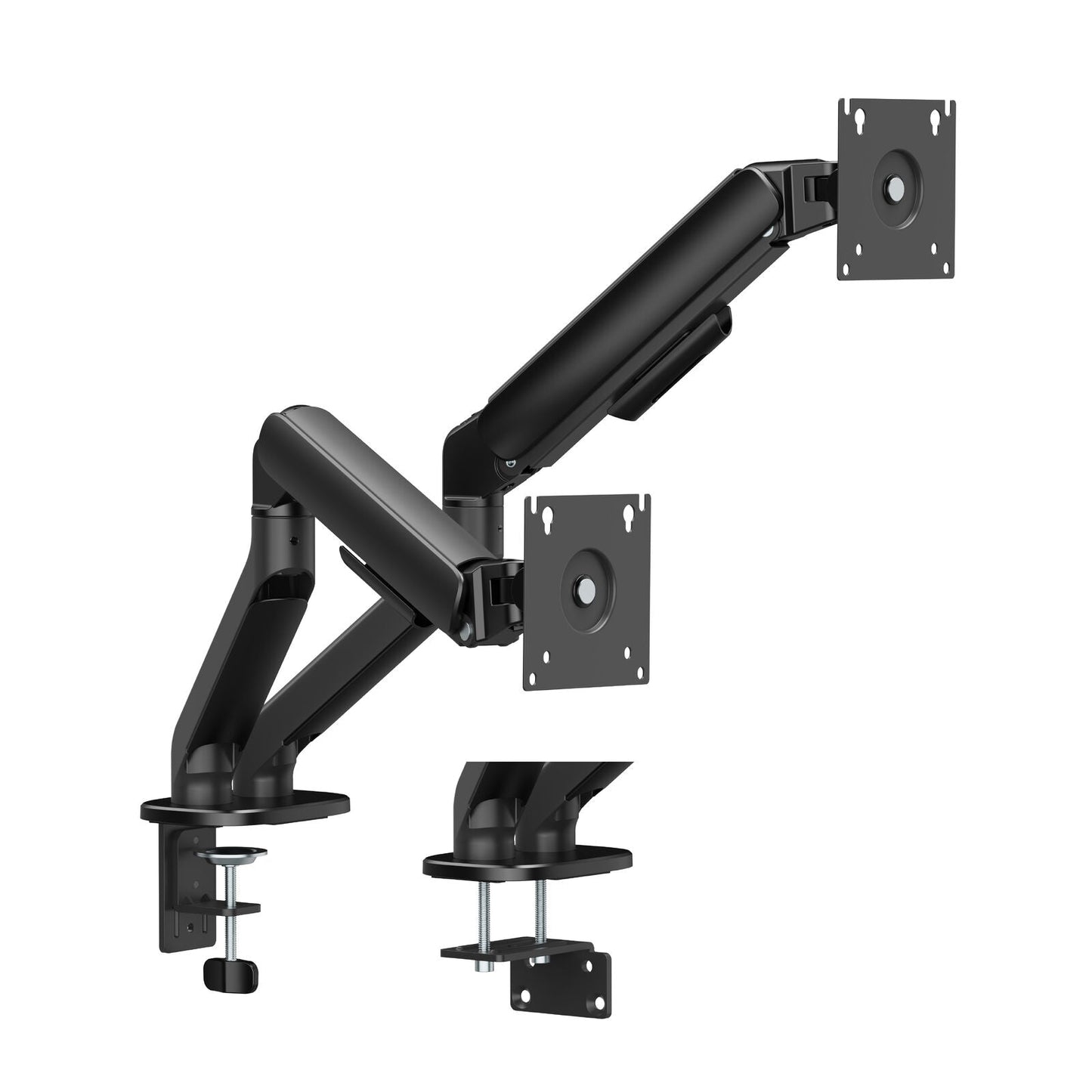 Gas Spring Dual Screen Monitor Arm for 17-32" Displays Screen Holder VESA Mount in Matte Black