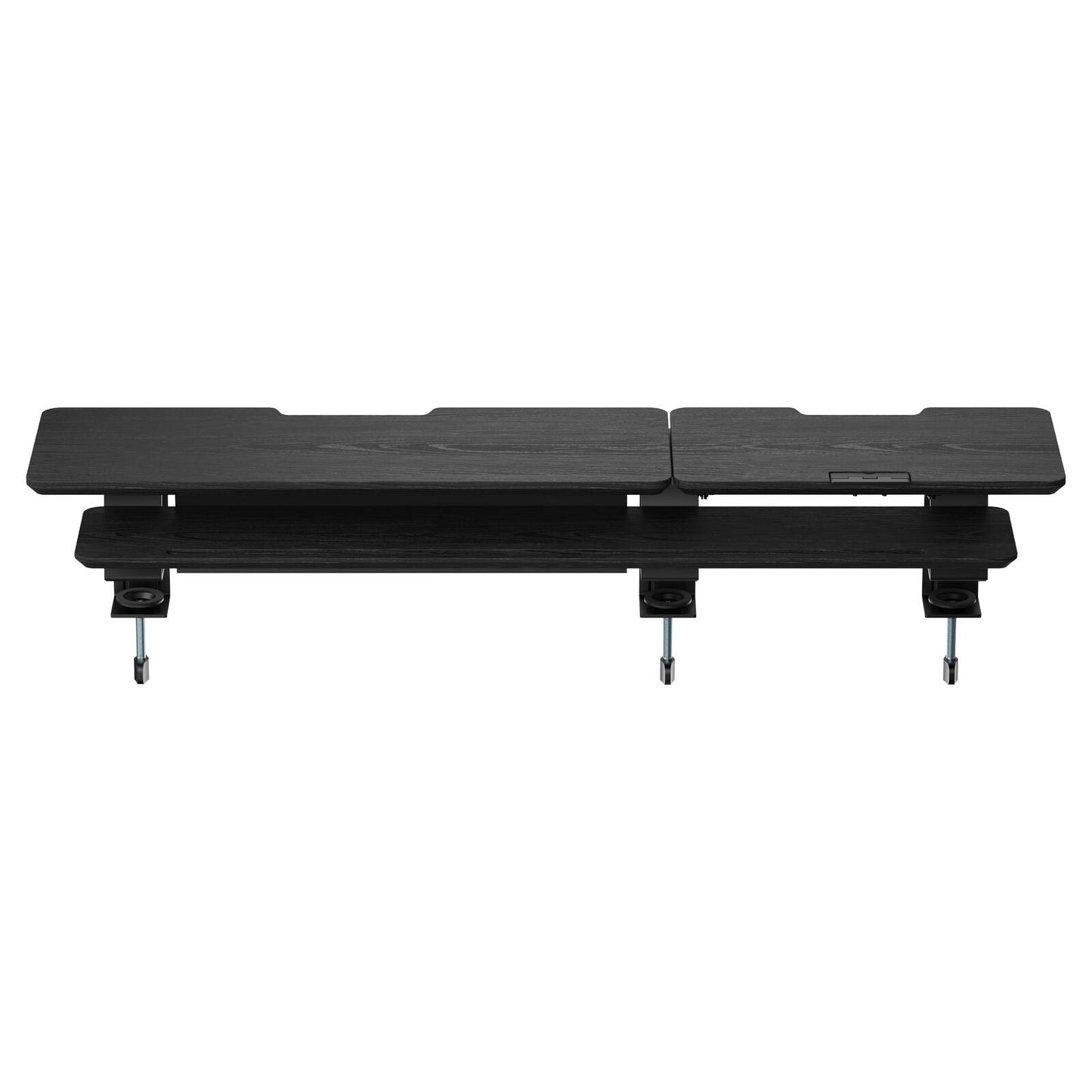 2-Tier Clamp On Monitor Stand Riser Desk Shelf w/ Laptop Height Adjuster in Matte Black