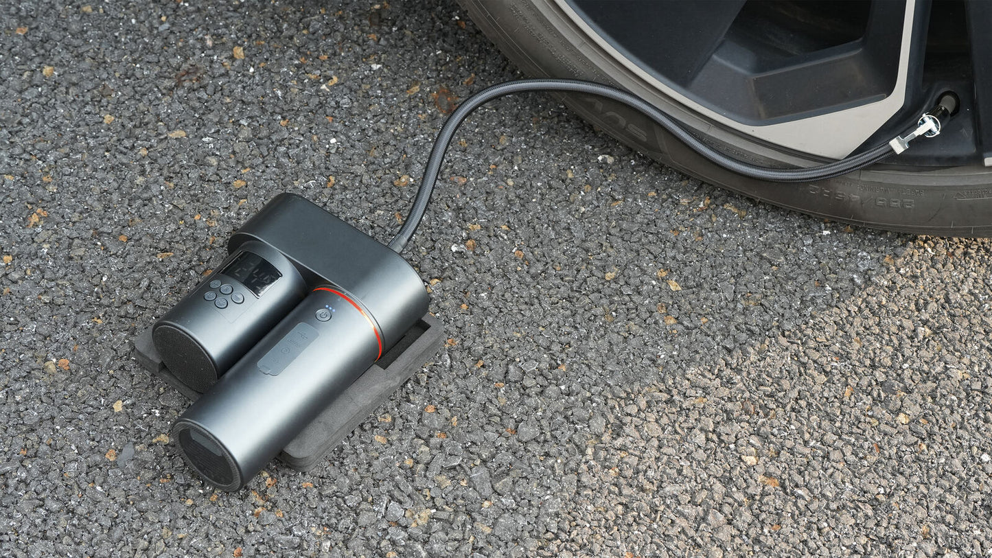 5-in-1 Auto Smart Kit Model B-C with Tyre Inflator, Jump Starter, Multi-Functional Blow and Vacuum, Camping Light and Power Bank