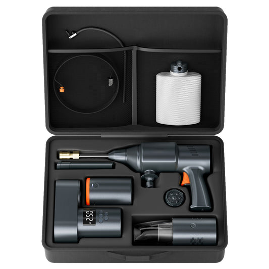 4-in-1 Auto Smart Kit Model E-Pro with Tyre Inflator, Vacuum Cleaner, Car Washer and Power Bank