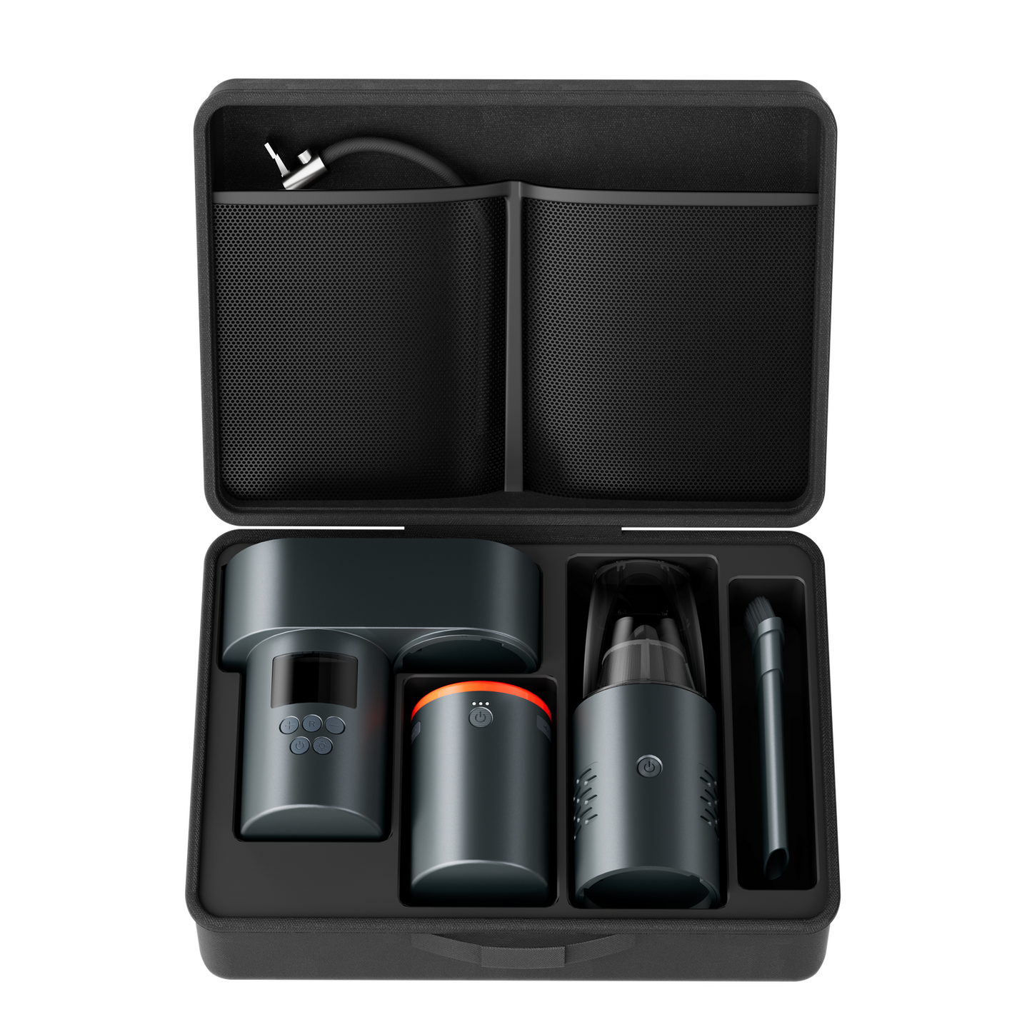 3-in-1 Auto Smart Kit with Tyre Inflator, Vacuum Cleaner, and Power Bank