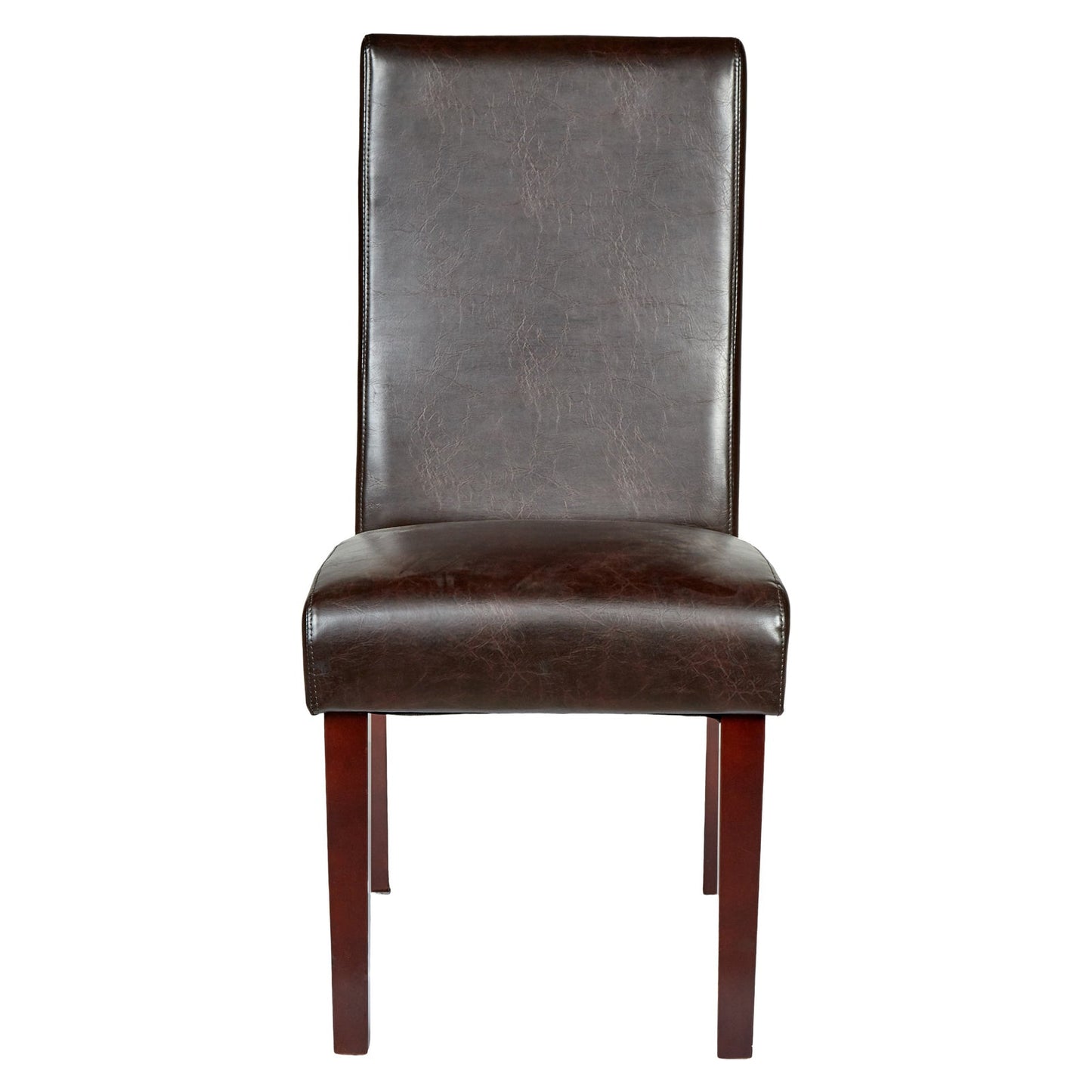 Set of 2 Rome Leather Brown Dining Chairs Durable Seat Wood Kitchen Cafe-2