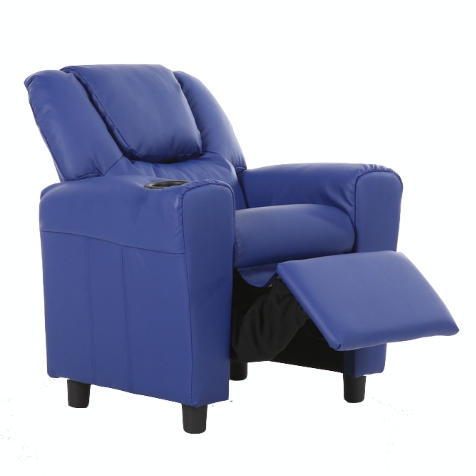 Set of 2 Oliver Kids Recliner Chair Sofa Children Lounge Couch PU Armchair Blue-3