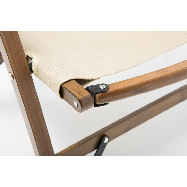 Bamboo Canvas Foldable Outdoor Camping Chair Wooden Travel Picnic Park - Khaki/Beige-3