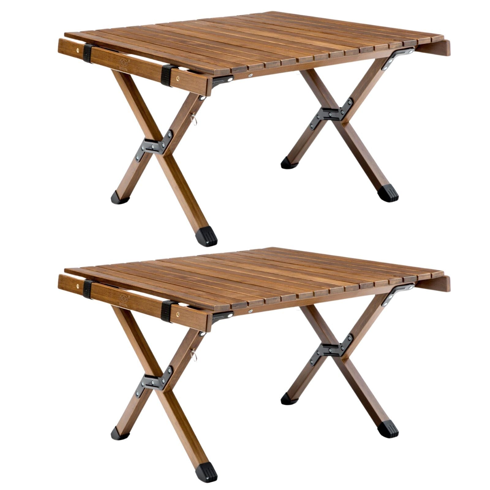 2x 62cm Foldable Bamboo Outdoor Camping Table Waterproof Wood Travel - Small-1