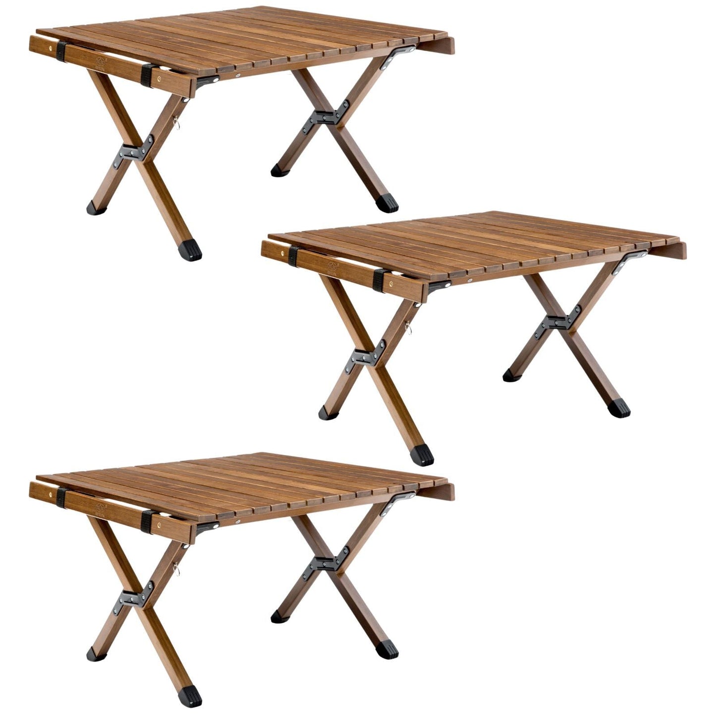 3x 62cm Foldable Bamboo Outdoor Camping Table Waterproof Wood Travel - Small-1
