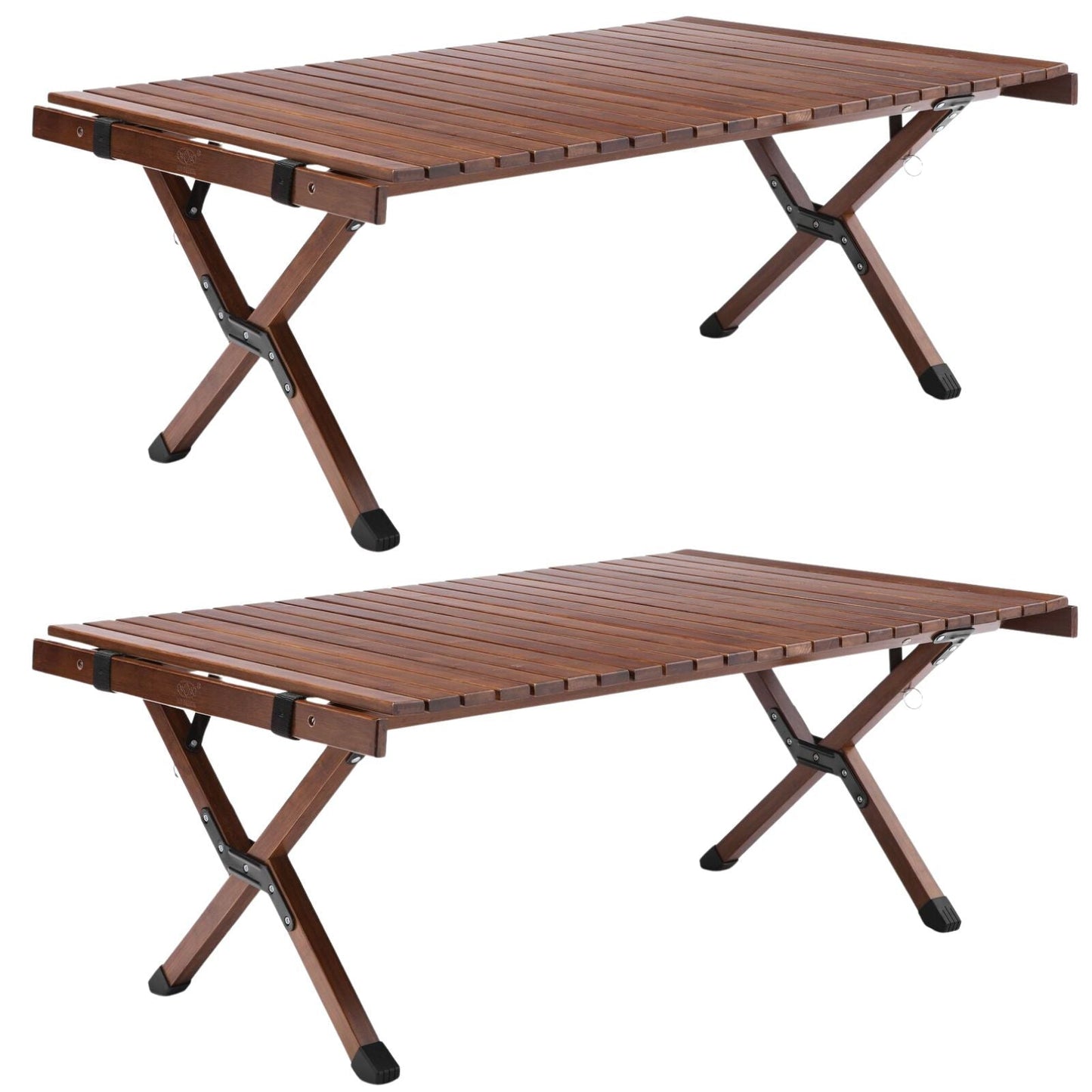 2x 93cm Foldable Bamboo Outdoor Camping Table Waterproof Wooden Travel - Large-1