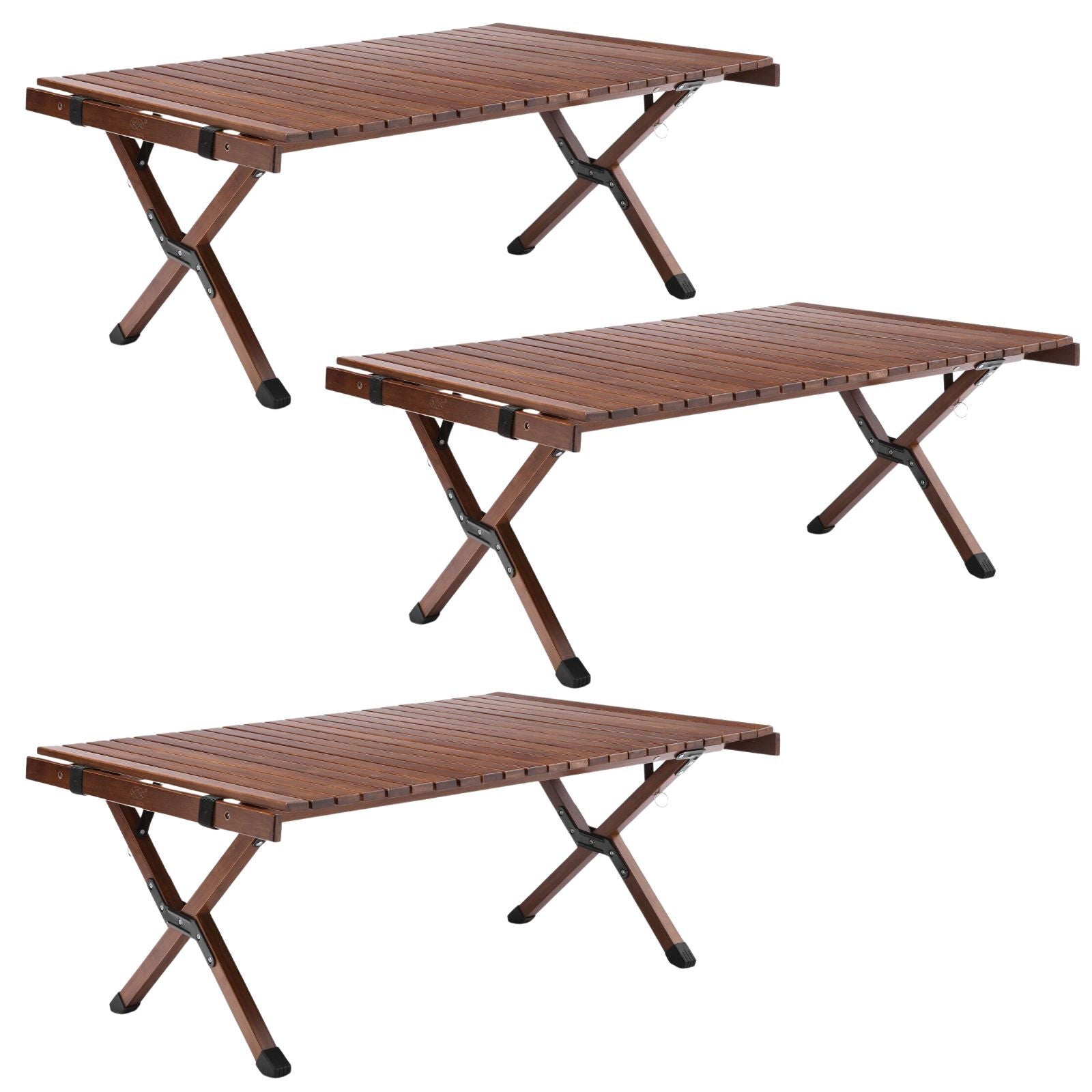 3x 93cm Foldable Bamboo Outdoor Camping Table Waterproof Wooden Travel - Large-0