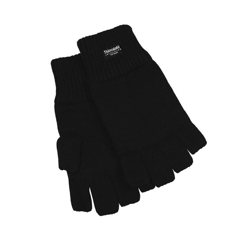 Dents 3M Thinsulate Womens Fingerless Black Knit Gloves - Polar Insulation Thermal-0