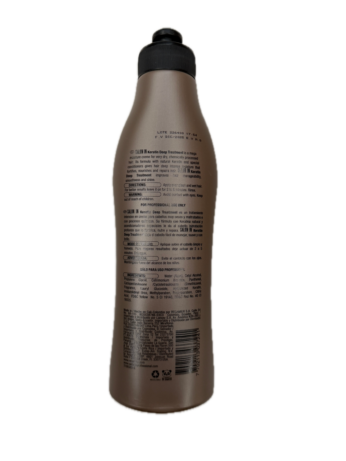 Recamier Professional Salon In Keratin Deep Treatment Moisture Creme 500g