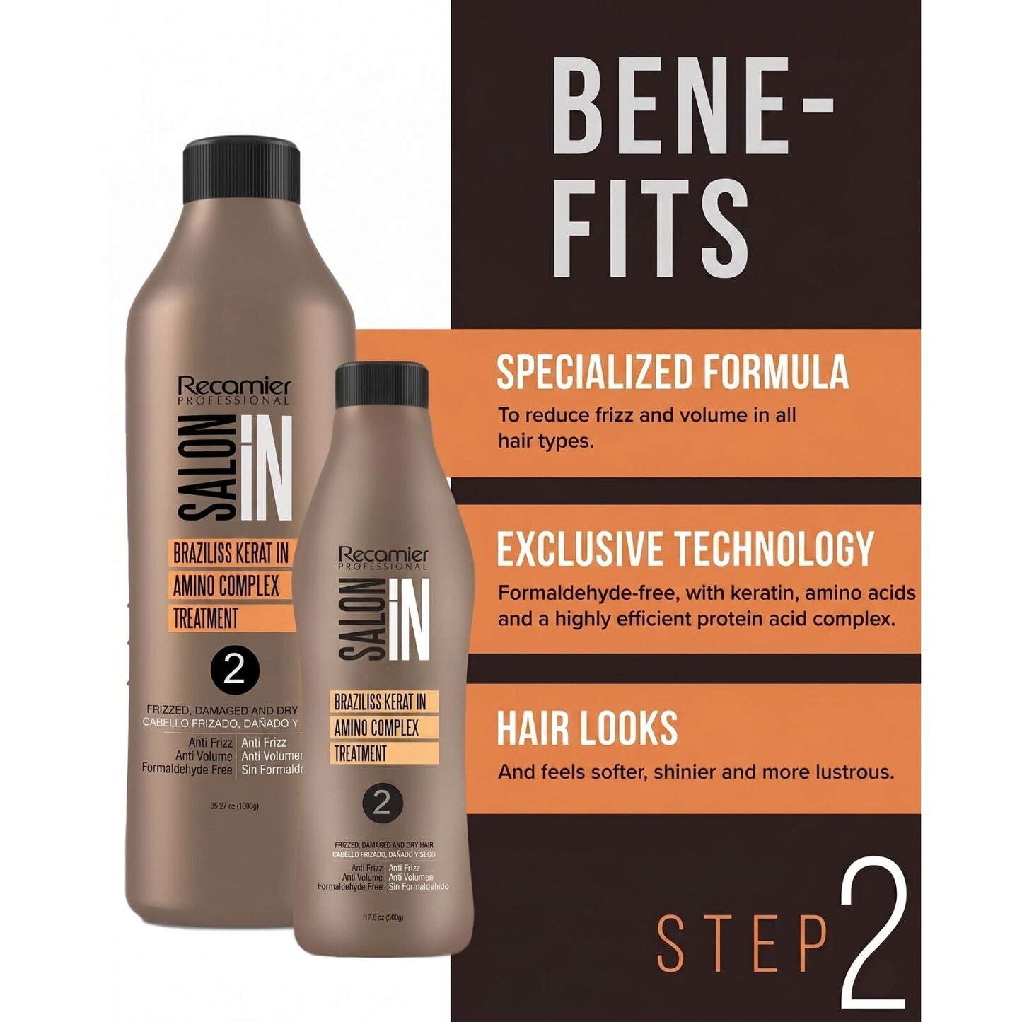 1 Litre Premium Recamier Pure Keratin Treatment Smoothing Straightening (Step 2)