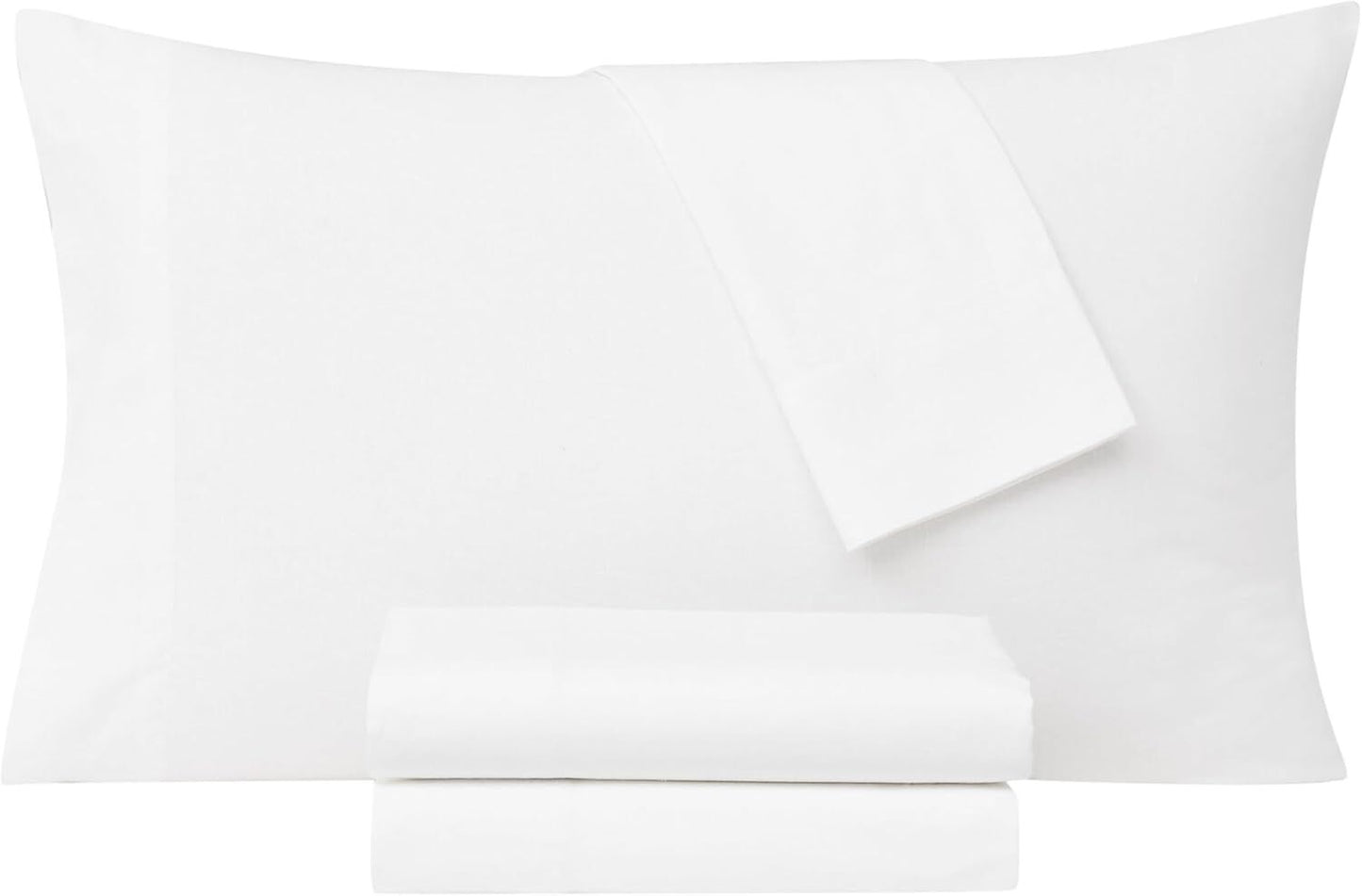 FRYE 3-Piece Single Bed Sheet Set Cotton/Linen Blend in White (US Twin)
