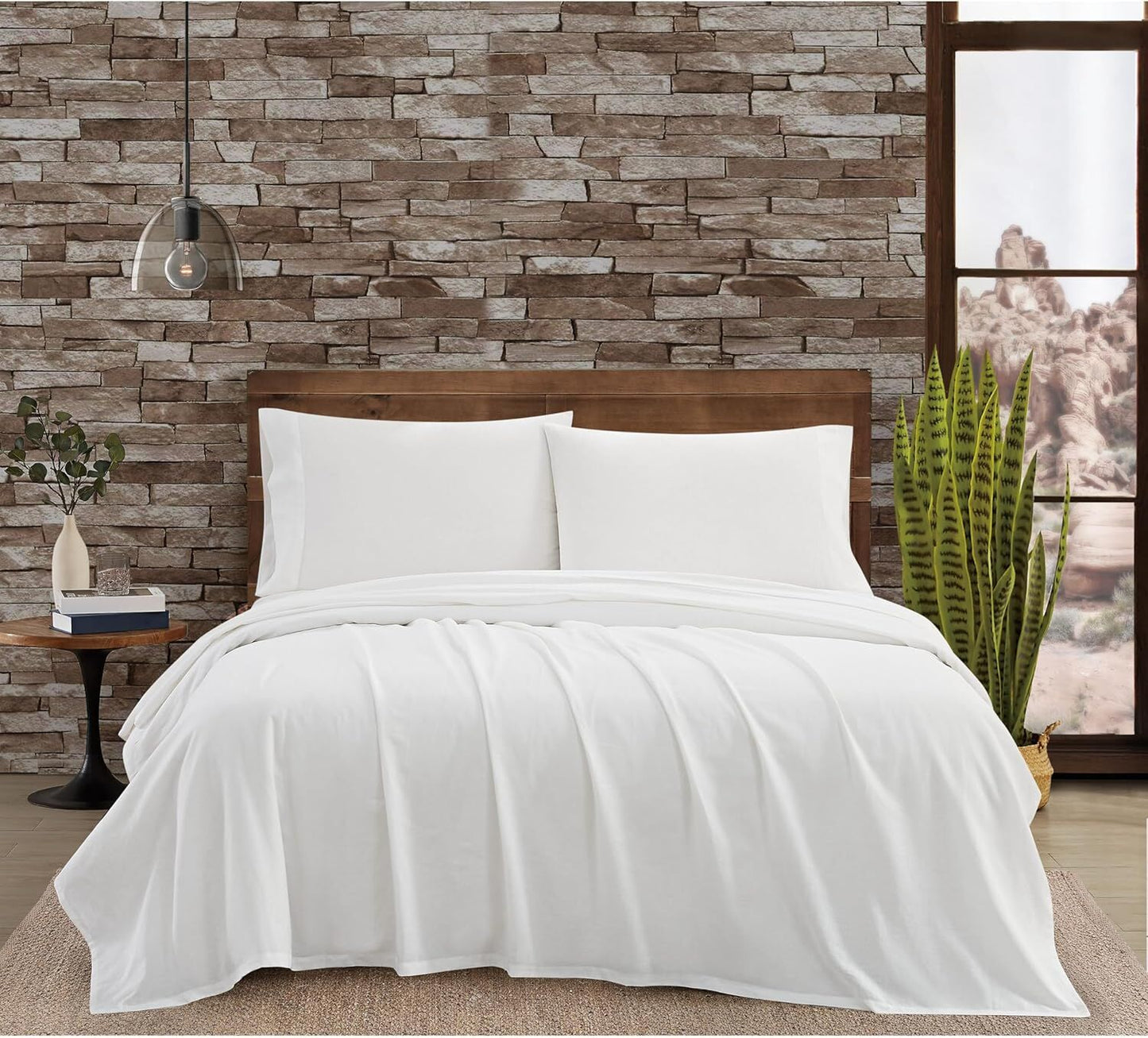 FRYE 3-Piece Single Bed Sheet Set Cotton/Linen Blend in White (US Twin)