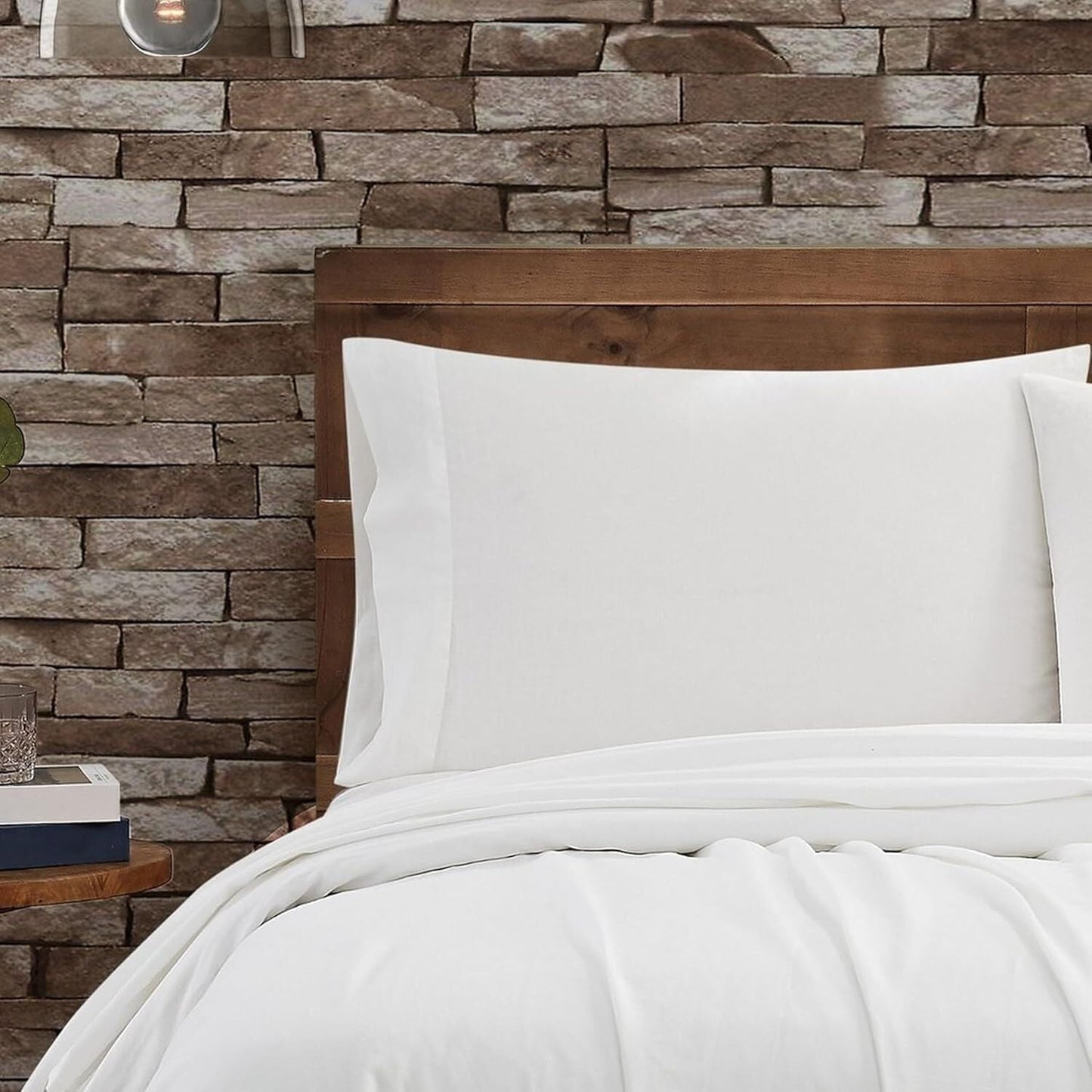 FRYE 3-Piece Single Bed Sheet Set Cotton/Linen Blend in White (US Twin)