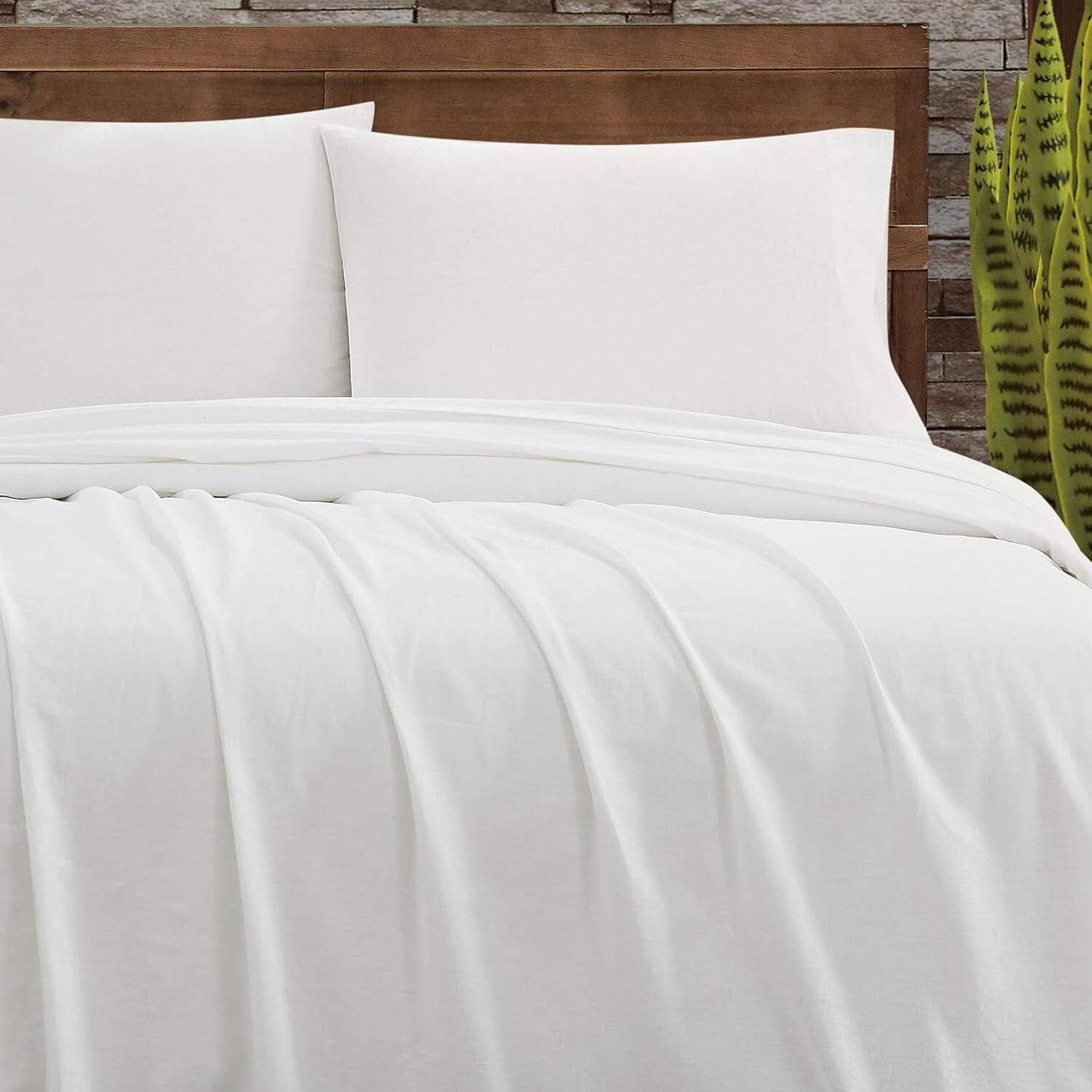 FRYE 3-Piece Single Bed Sheet Set Cotton/Linen Blend in White (US Twin)