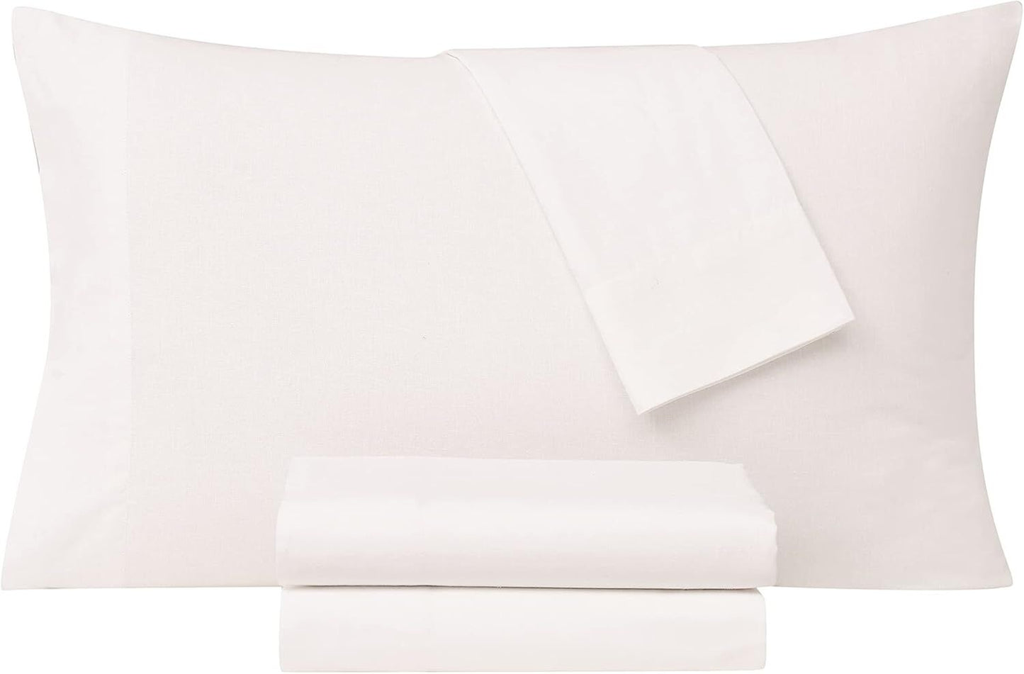 FRYE Cotton/Linen Blend 4-Piece Bed Sheet Set in White (Full/Double Size)