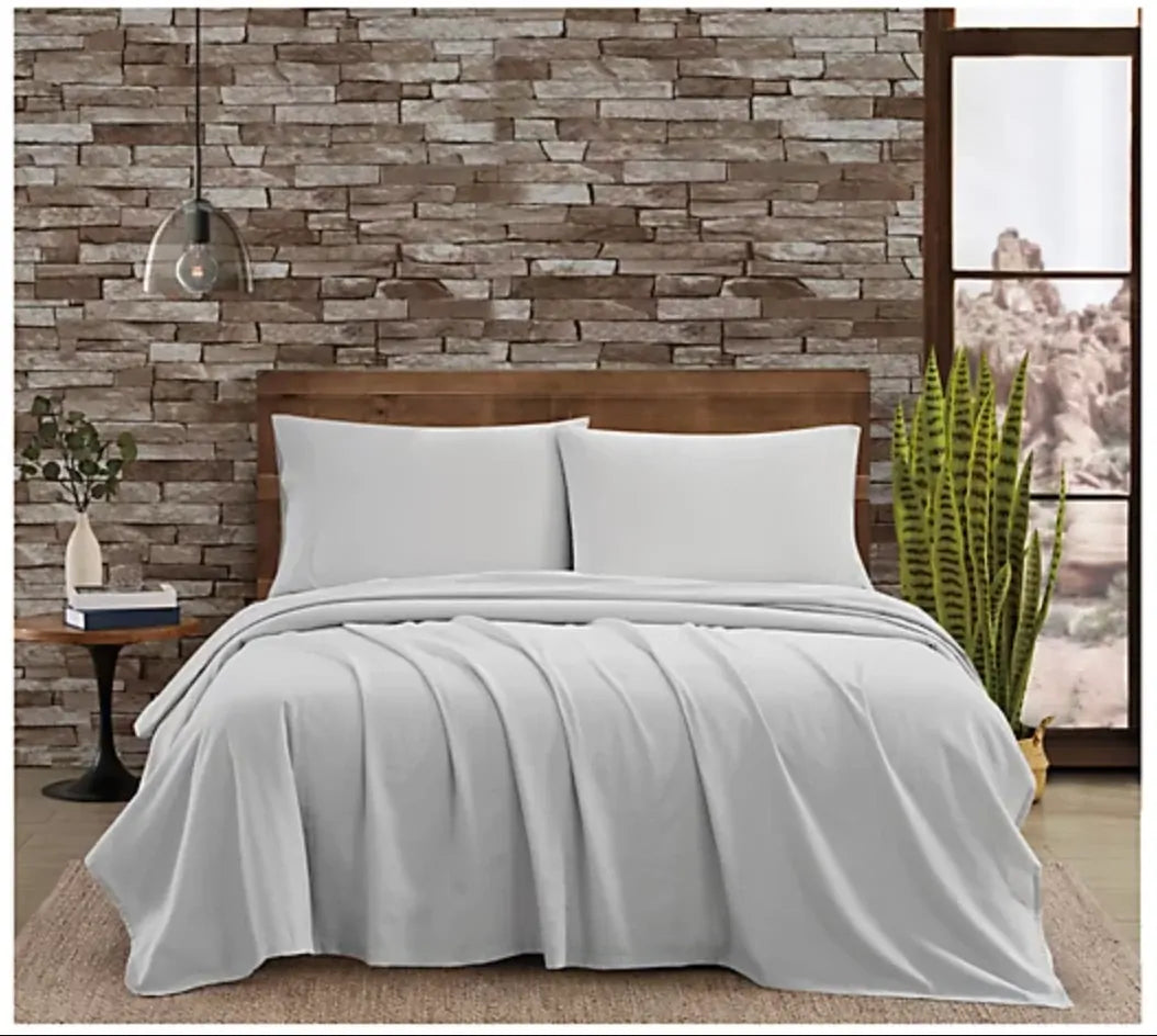 FRYE Cotton/Linen Blend 4-Piece Bed Sheet Set in Grey (Full/Double Size)